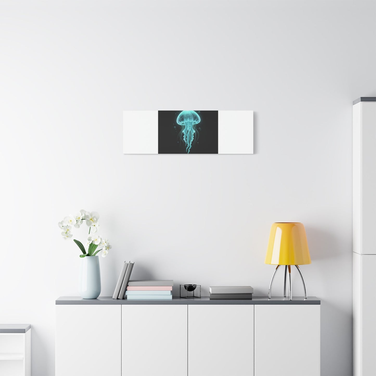 Bioluminescent Jellyfish Art Canvas | Deep Sea Aesthetic, Neon Glow