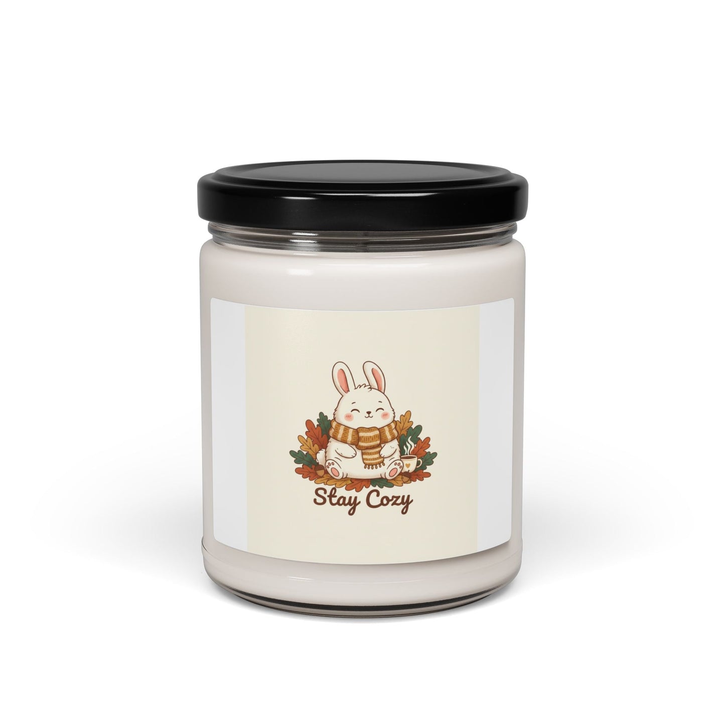 Cozy Bunny Illustration Candle, cute animal illustration | winter forest art