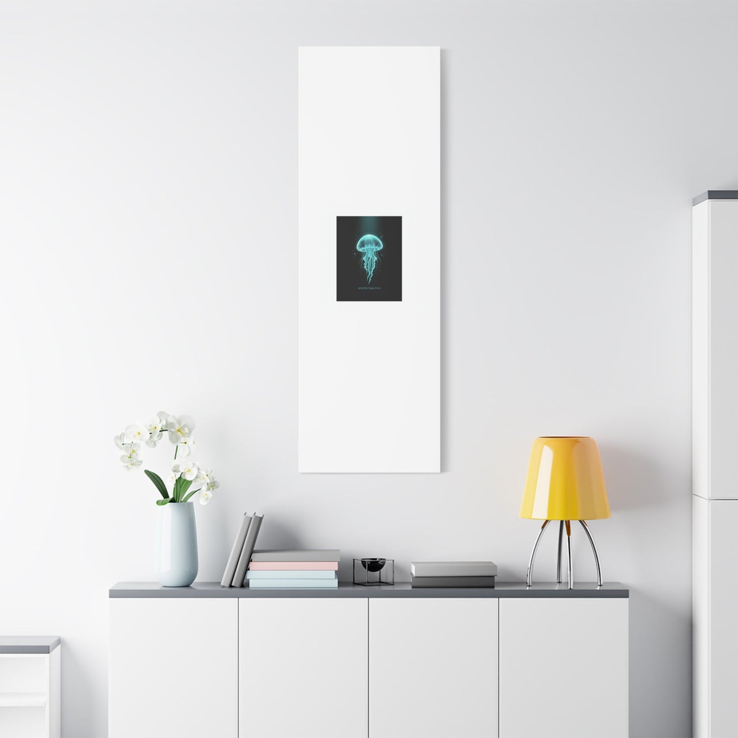 Bioluminescent Jellyfish Art Canvas | Deep Sea Aesthetic, Neon Glow