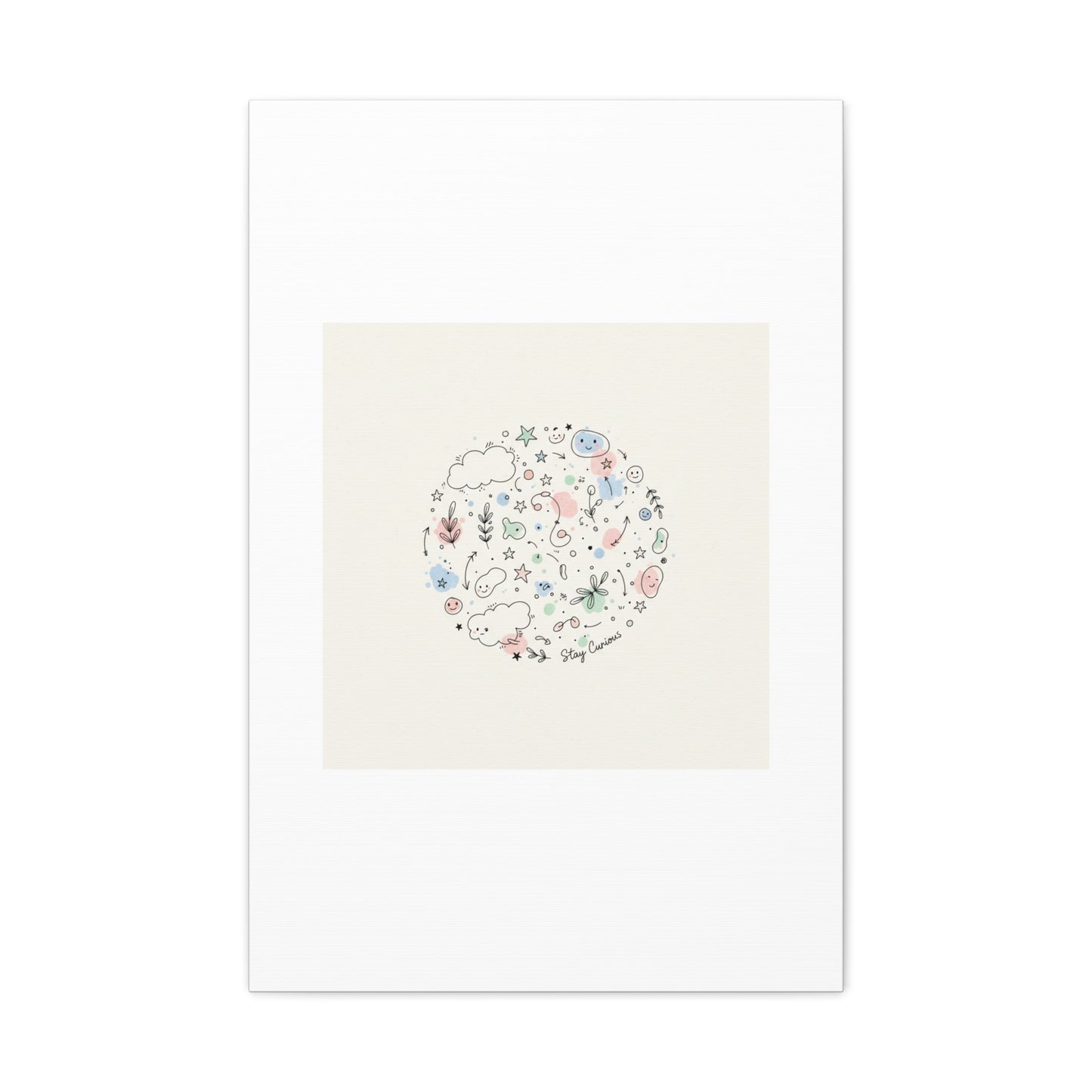 Doodle Circle Line Drawing Matte Canvas, Hand-Drawn Sketch Art