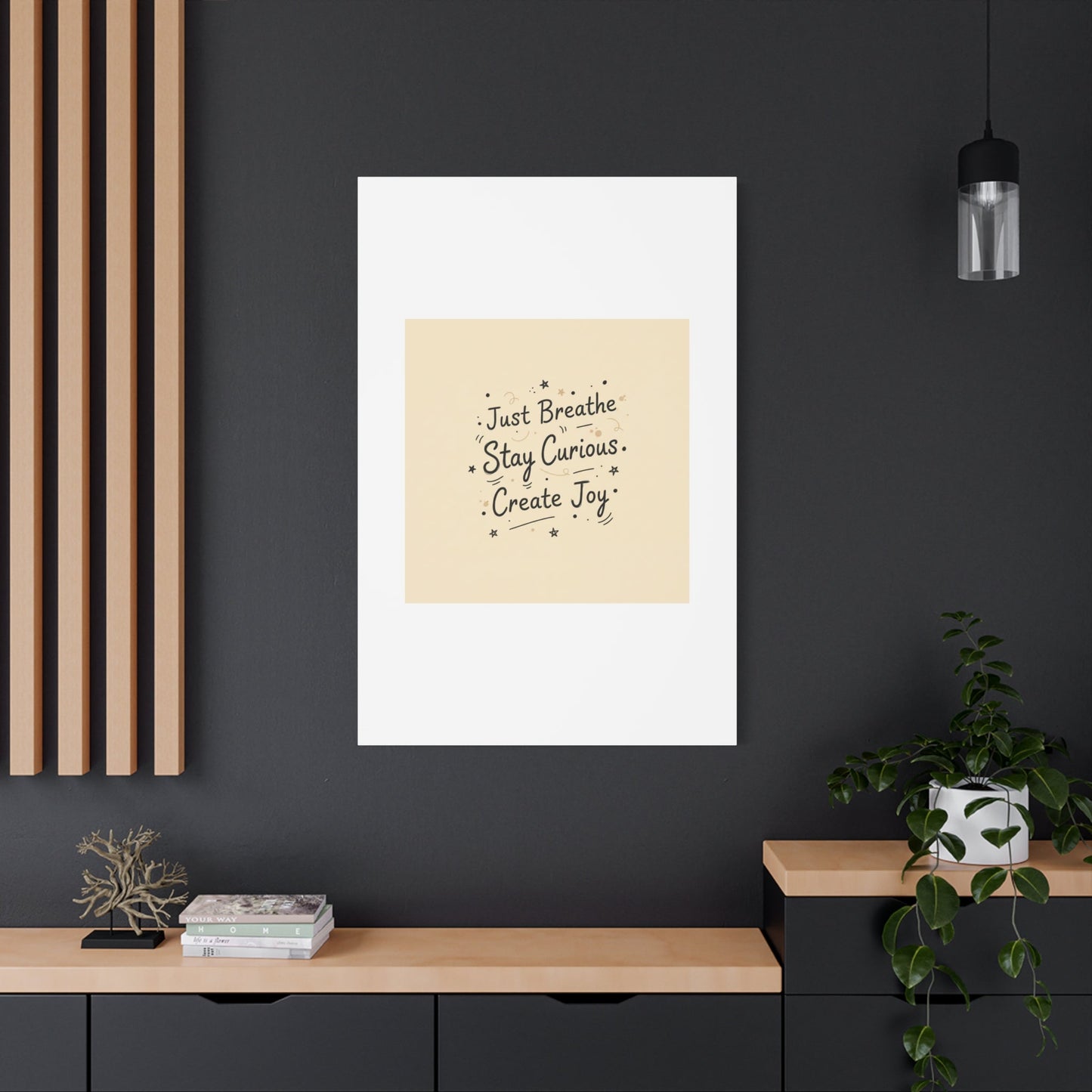 Just Breathe Stay Curious Create Joy Canvas | Messy Handwritten Typography, Doodle Text Art