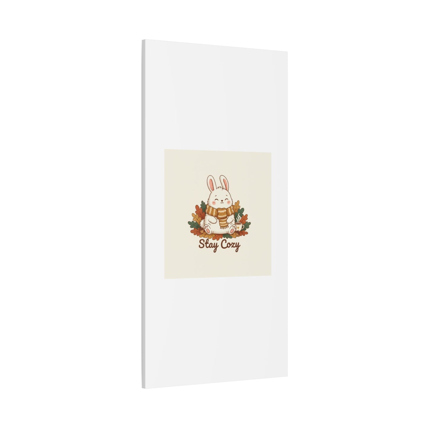 Cozy Bunny Illustration Canvas | Cute Critter Winter Forest Art