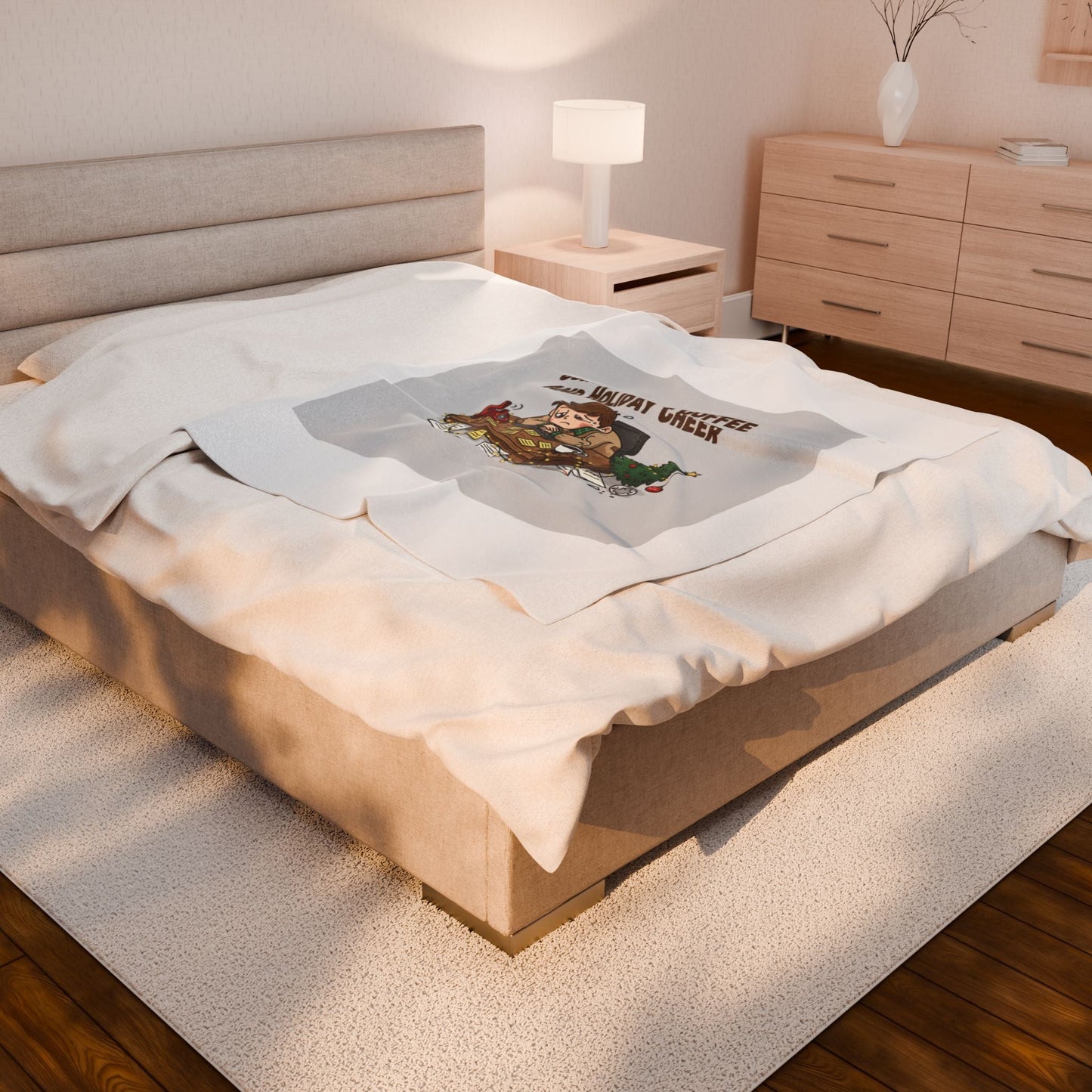 Surviving on Coffee and Holiday Cheer Velveteen Blanket | holiday burnout, festive but tired