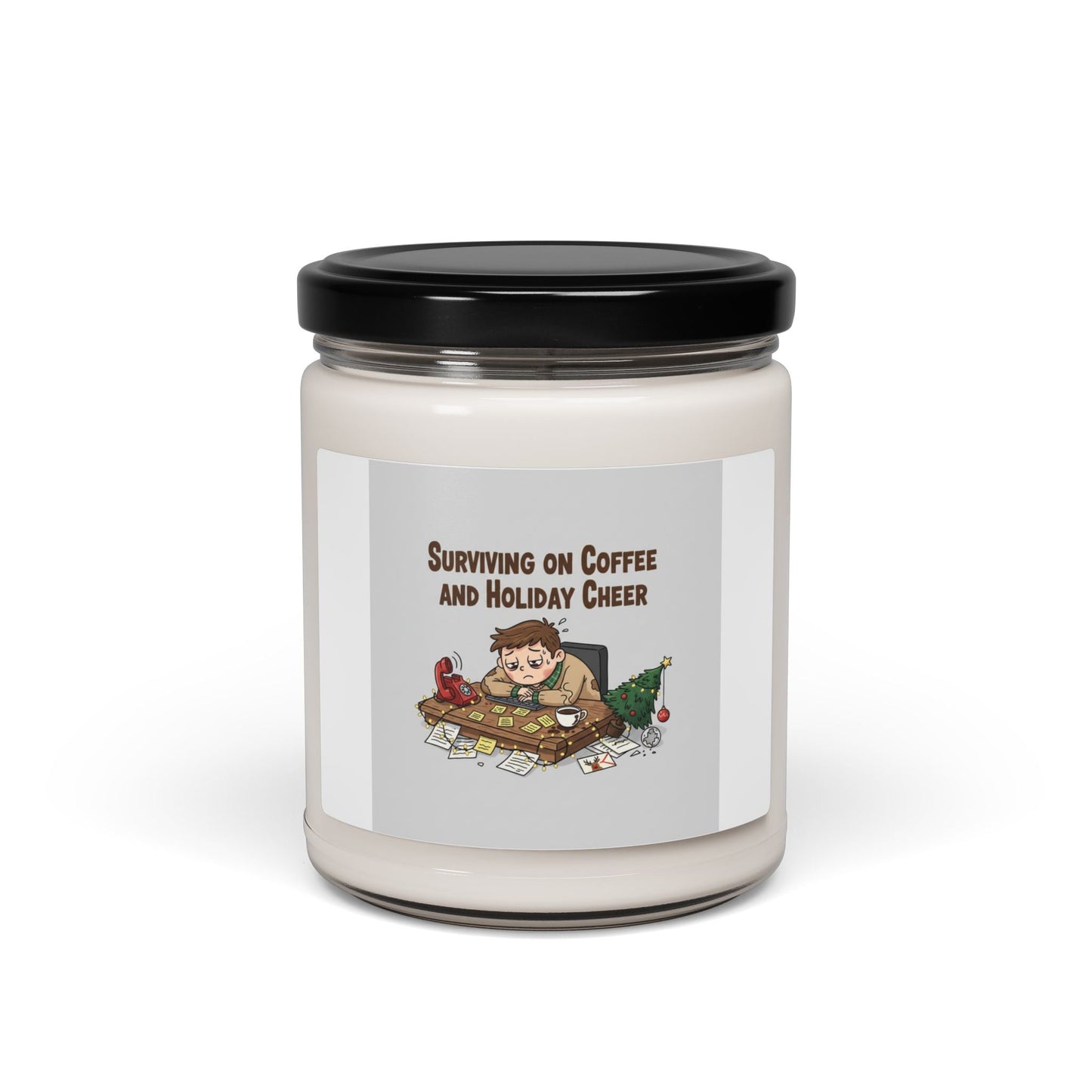 Surviving on Coffee and Holiday Cheer Soy Candle | Holiday Burnout, Festive But Tired
