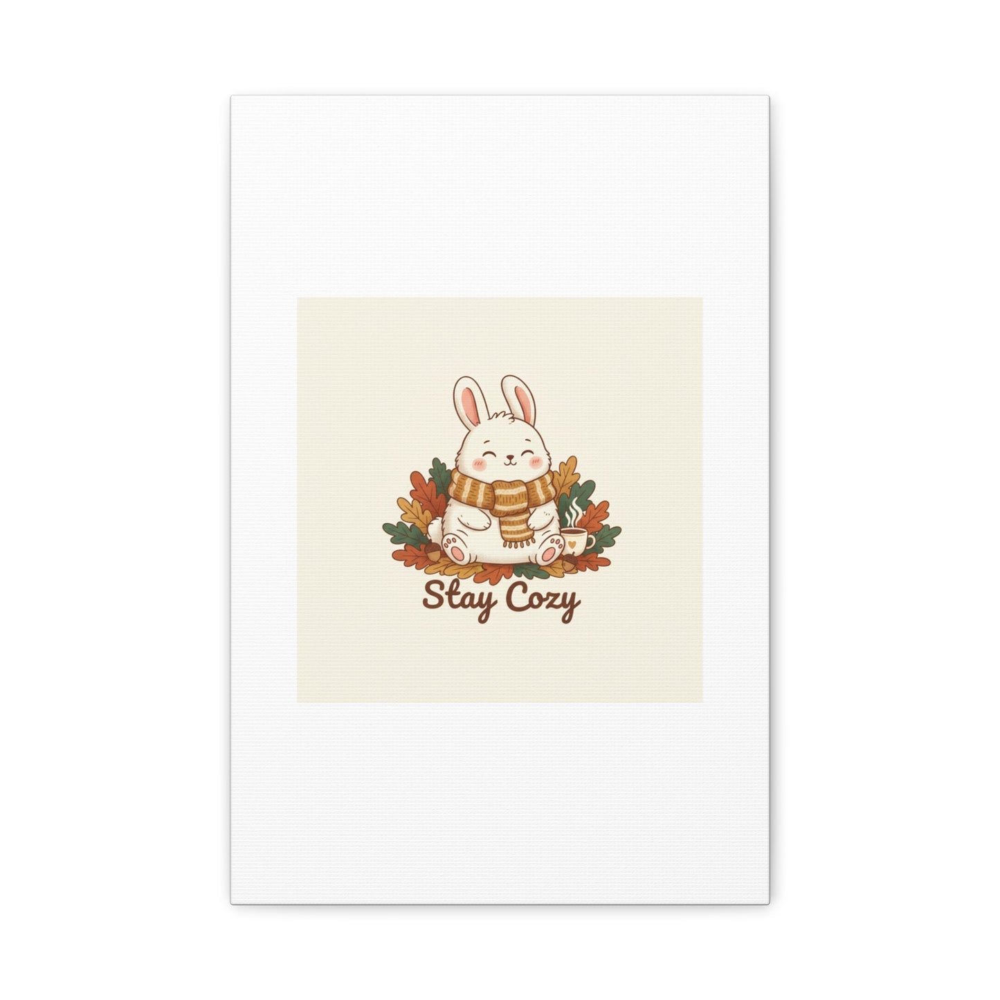 Cozy Bunny Illustration Canvas | Cute Critter Winter Forest Art