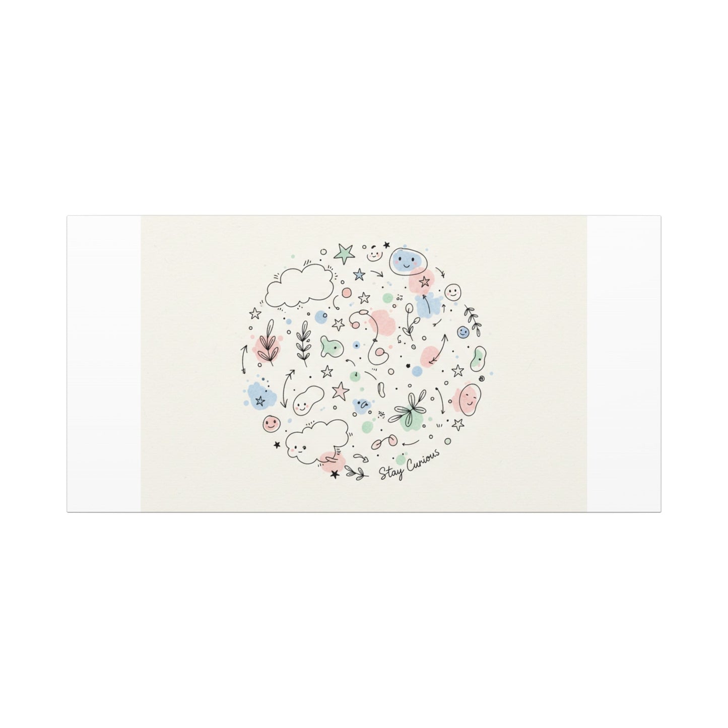 Doodle Circle Line Drawing Matte Canvas, Hand-Drawn Sketch Art