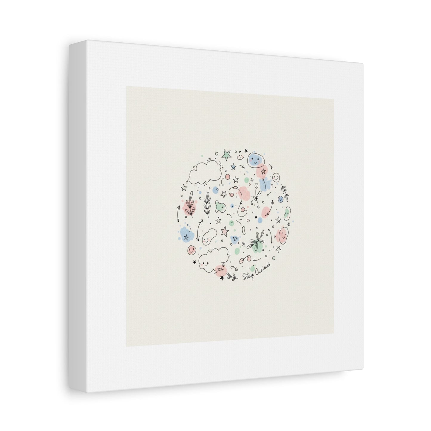 Doodle Circle Line Drawing Matte Canvas, Hand-Drawn Sketch Art