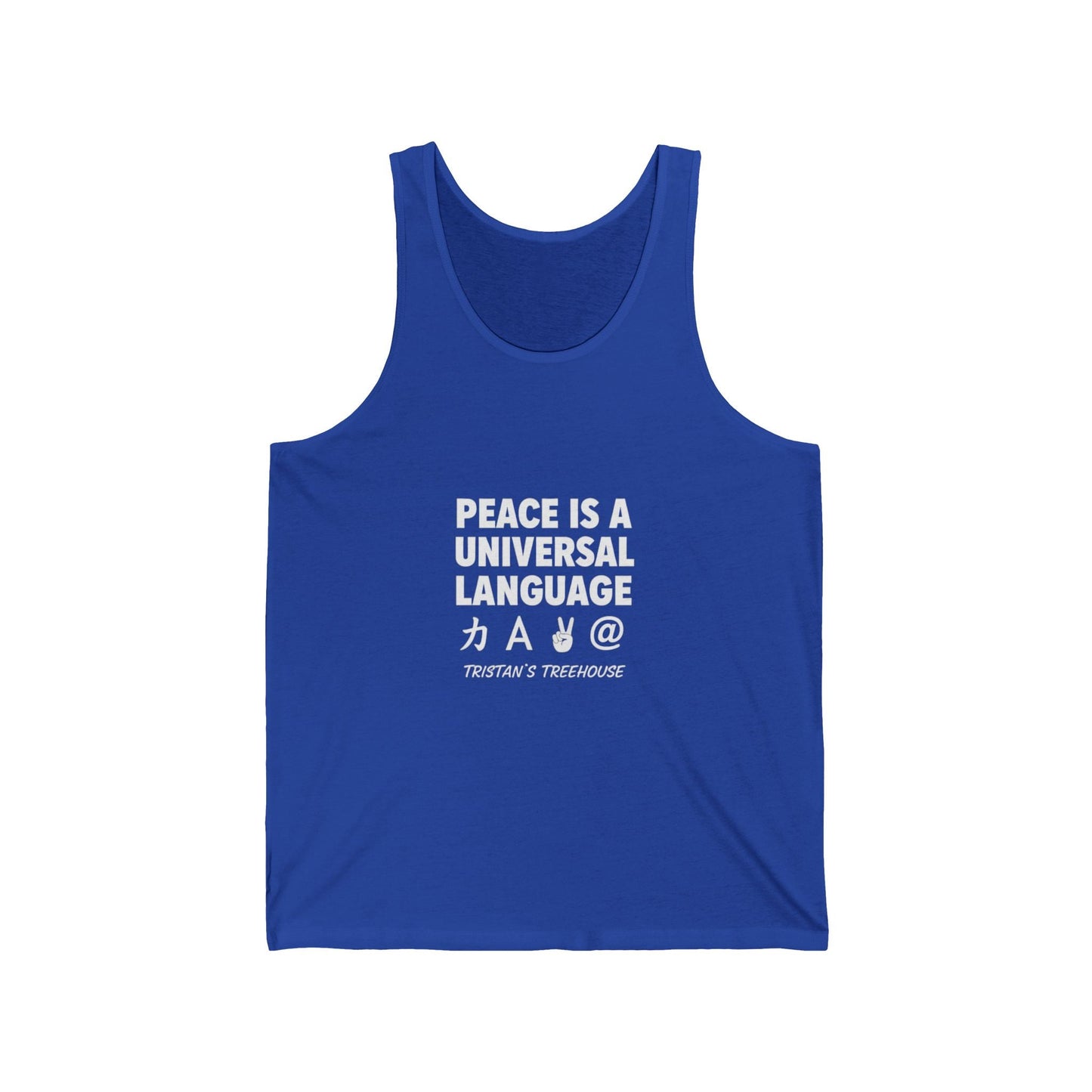 Peace Is a Universal Language Tank Top – Graphic Message Muscle Tee