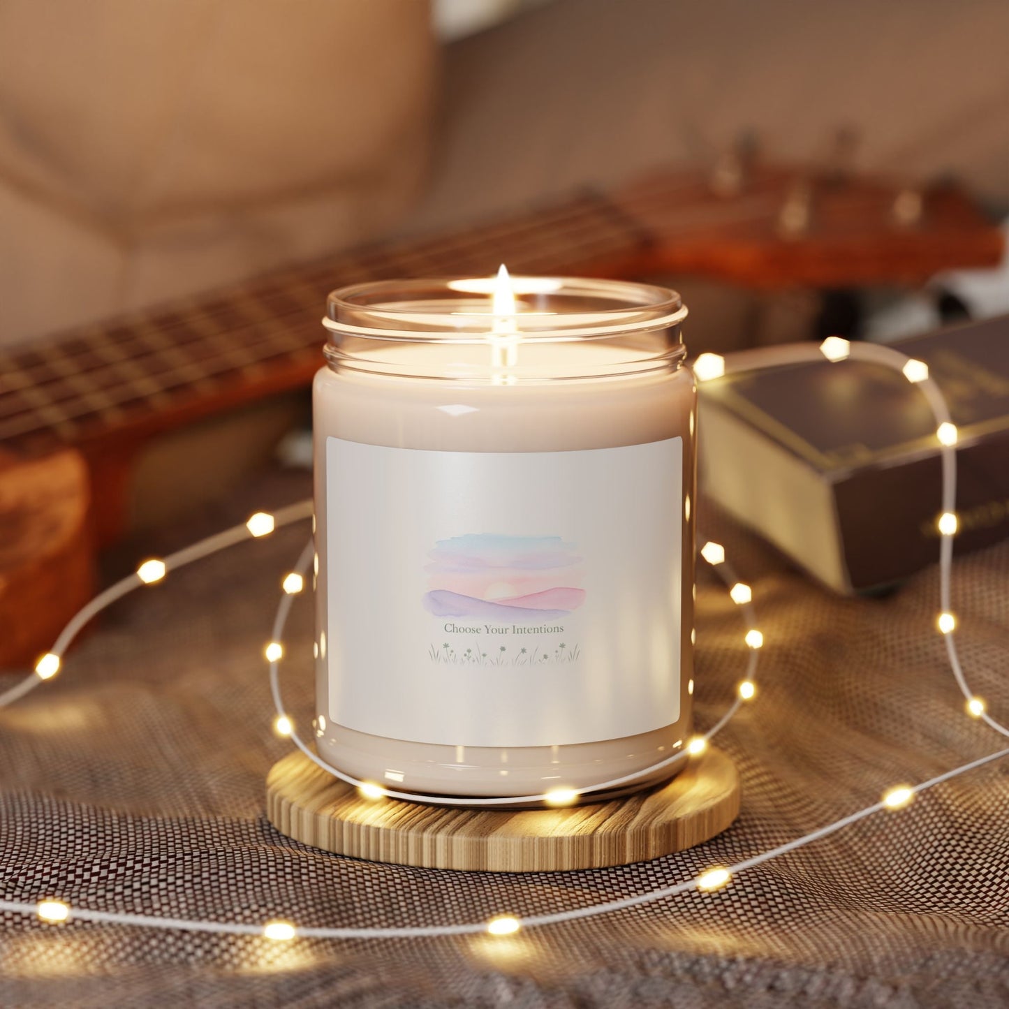 Gentle Intention Scented Soy Candle | Mindful Wellness, Pastel Gradient