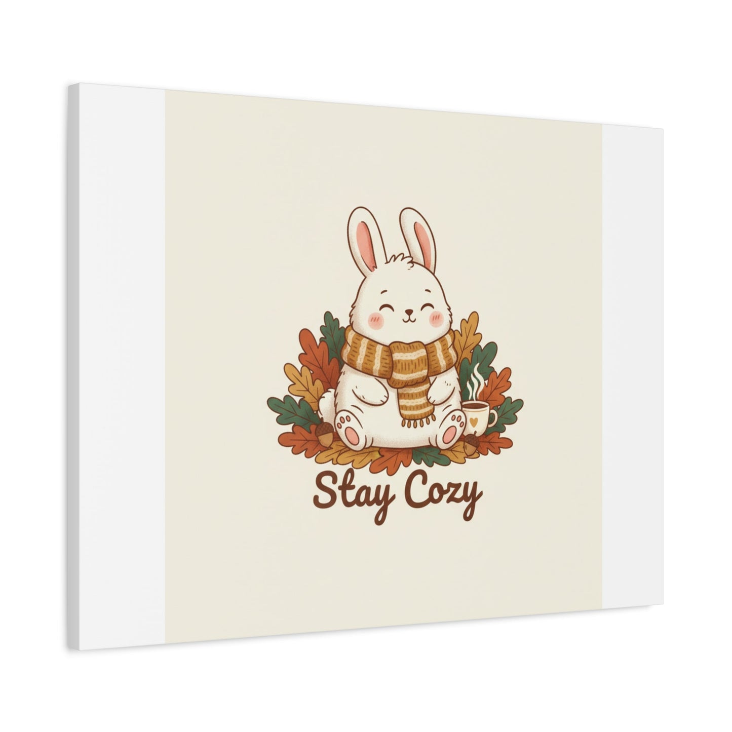 Cozy Bunny Illustration Canvas | Cute Critter Winter Forest Art