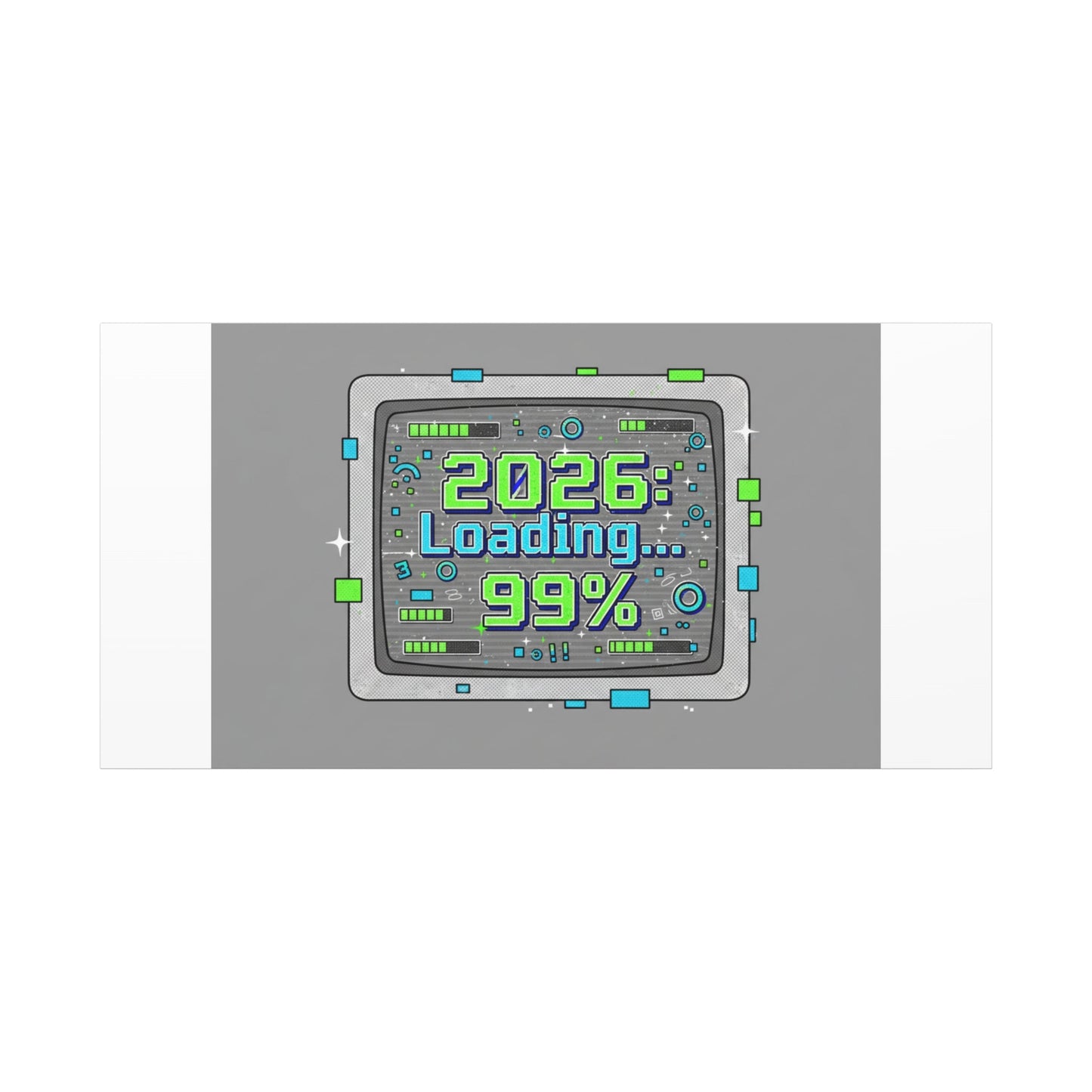2026 Loading 99% Canvas | NYE countdown, retro system interface