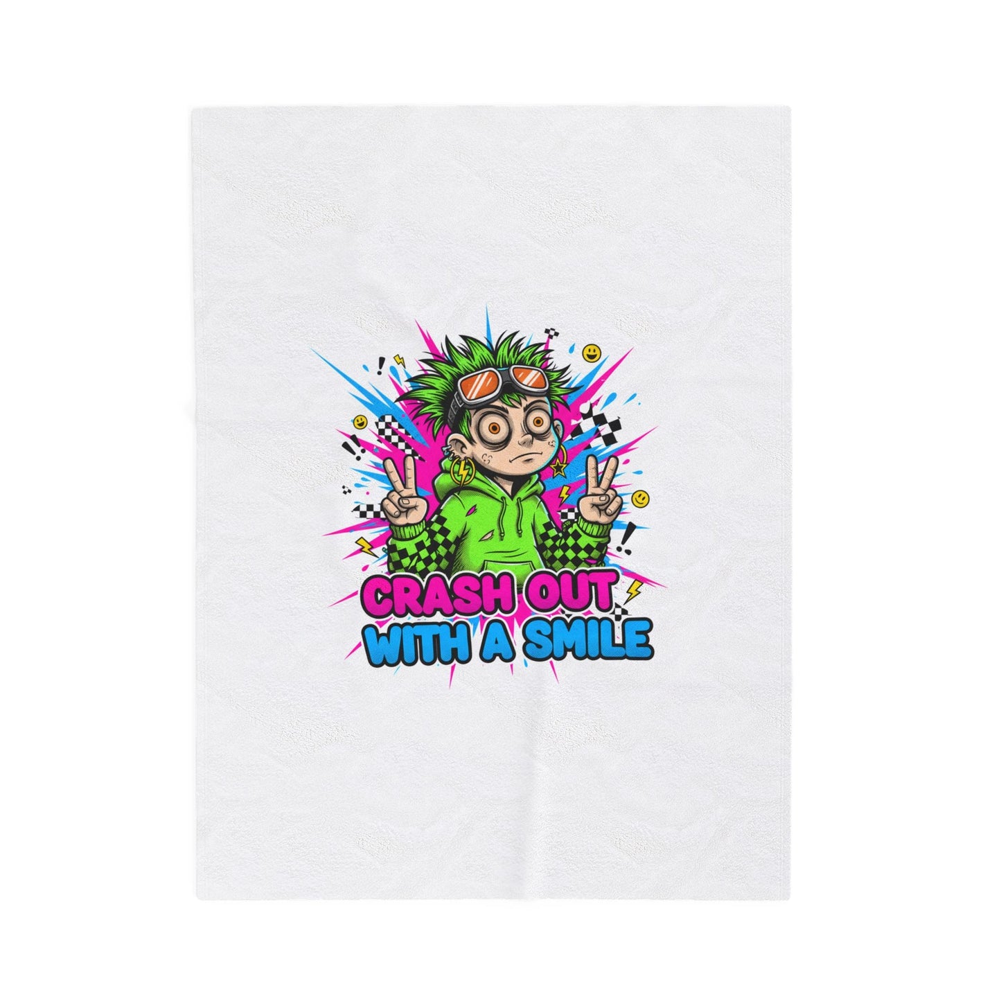 Crash Out With a Smile Velveteen Blanket | Crash Out, Neon Graffiti