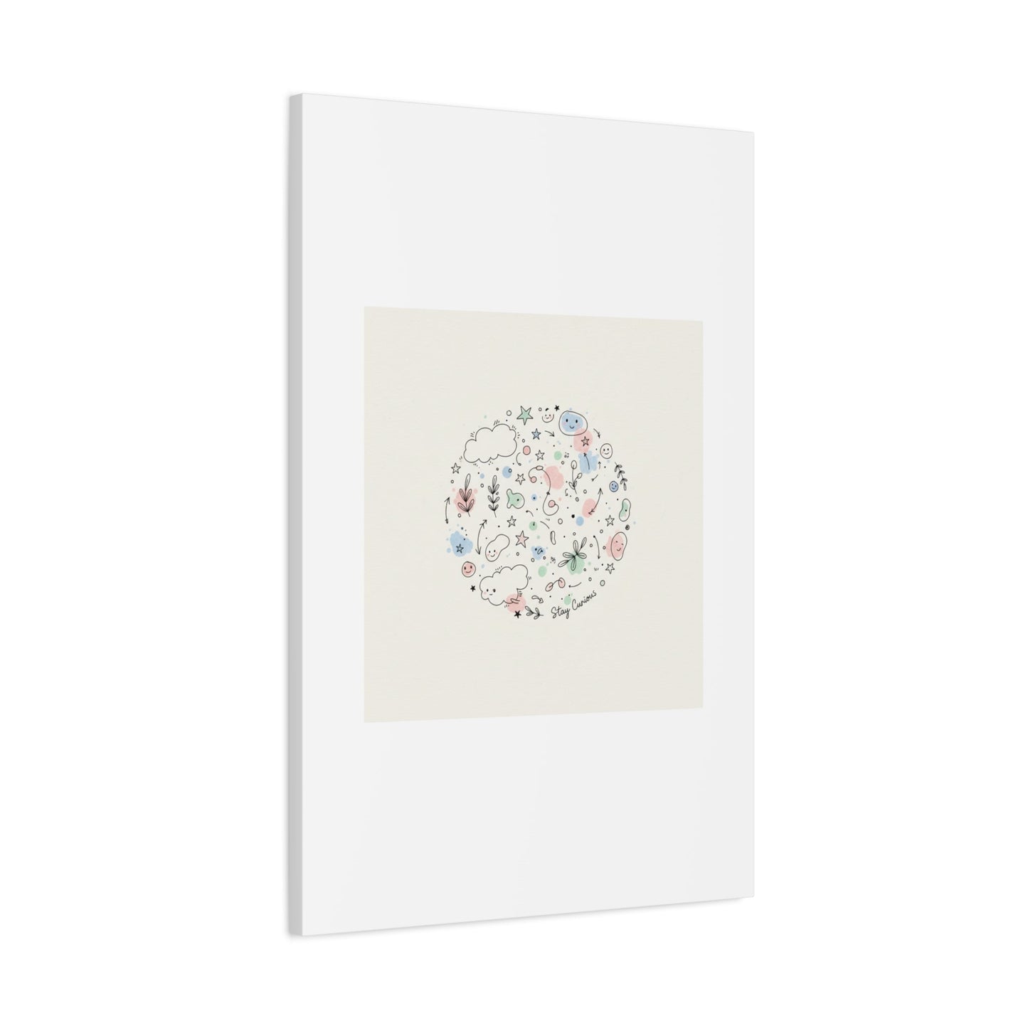 Doodle Circle Line Drawing Matte Canvas, Hand-Drawn Sketch Art