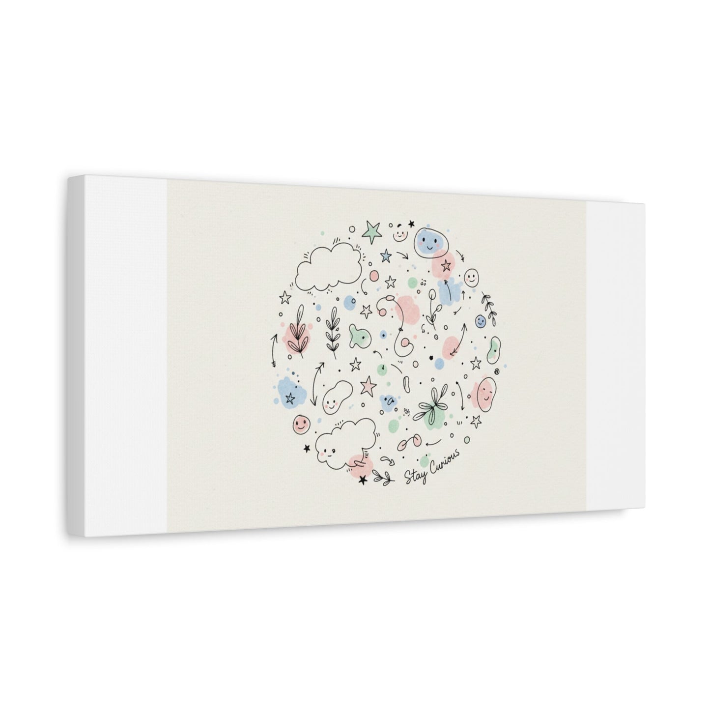 Doodle Circle Line Drawing Matte Canvas, Hand-Drawn Sketch Art