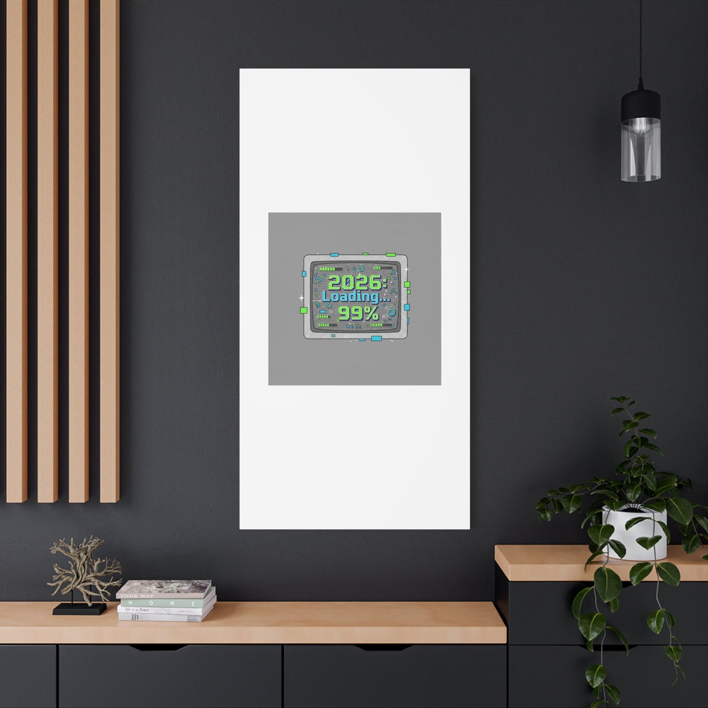 2026 Loading 99% Canvas | NYE countdown, retro system interface