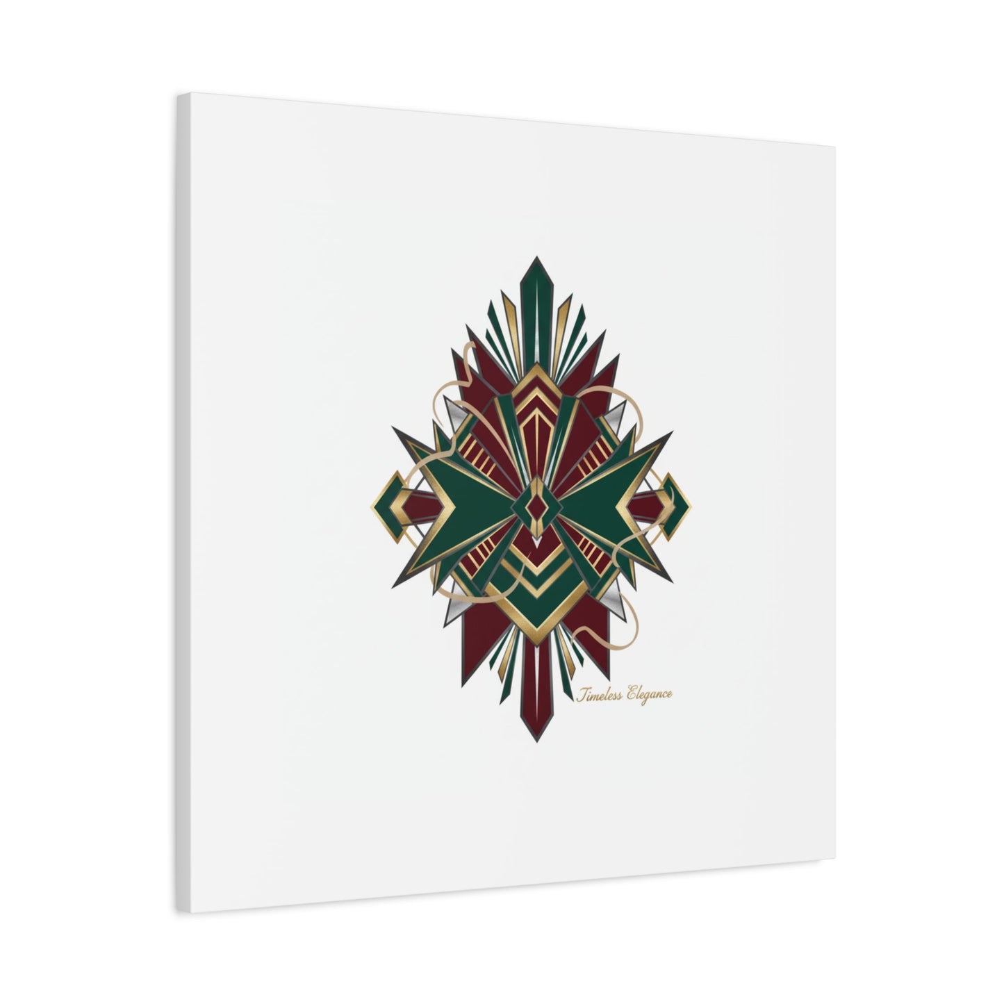 Art Deco geometric brass print Canvas | Neo-Deco chrome & gold fan motif