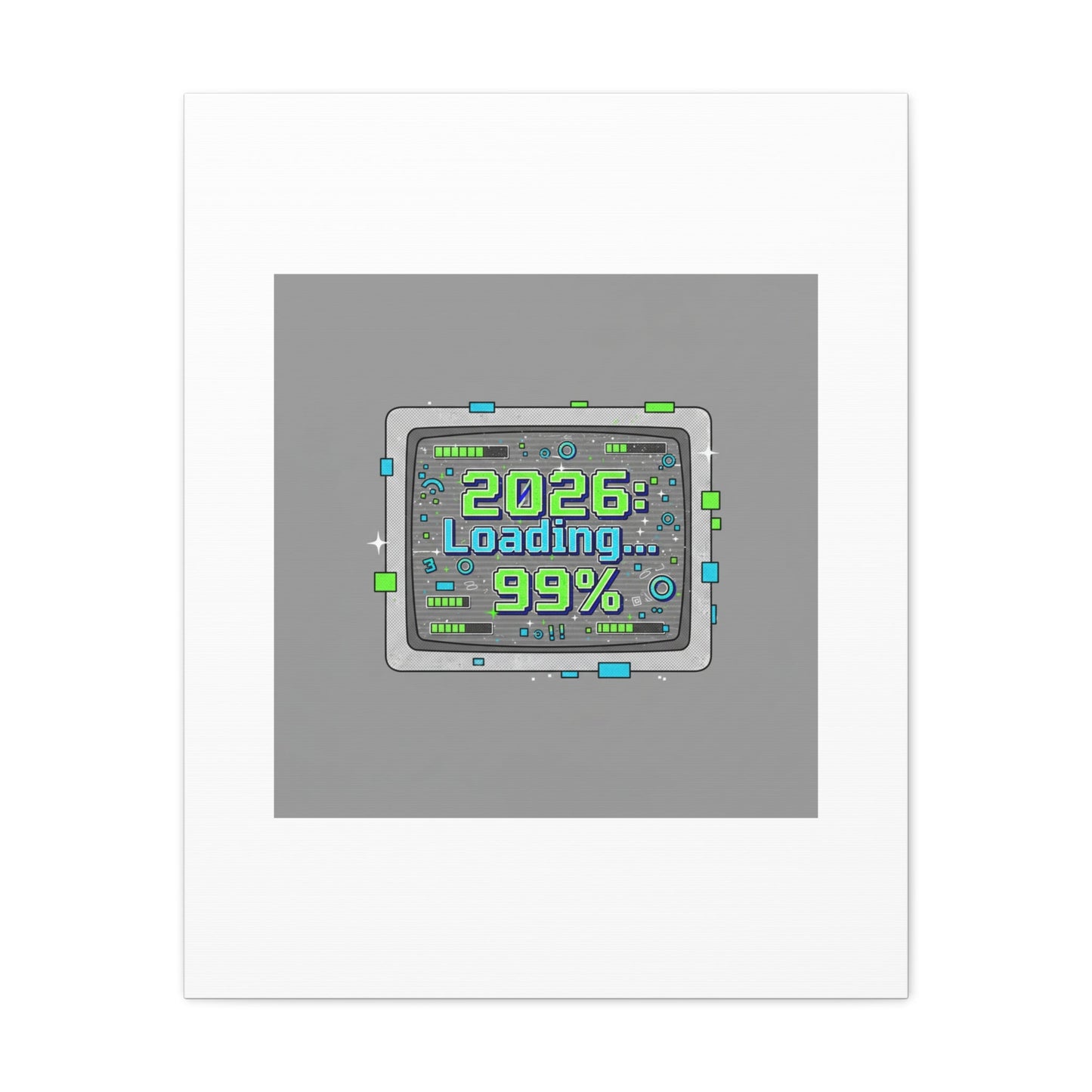 2026 Loading 99% Canvas | NYE countdown, retro system interface