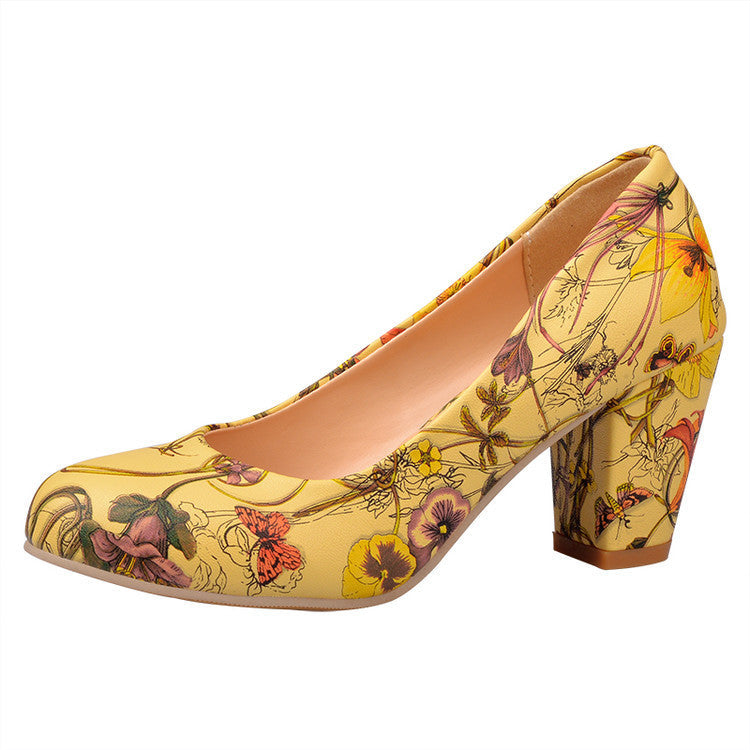 Shallow round head single shoes thick
