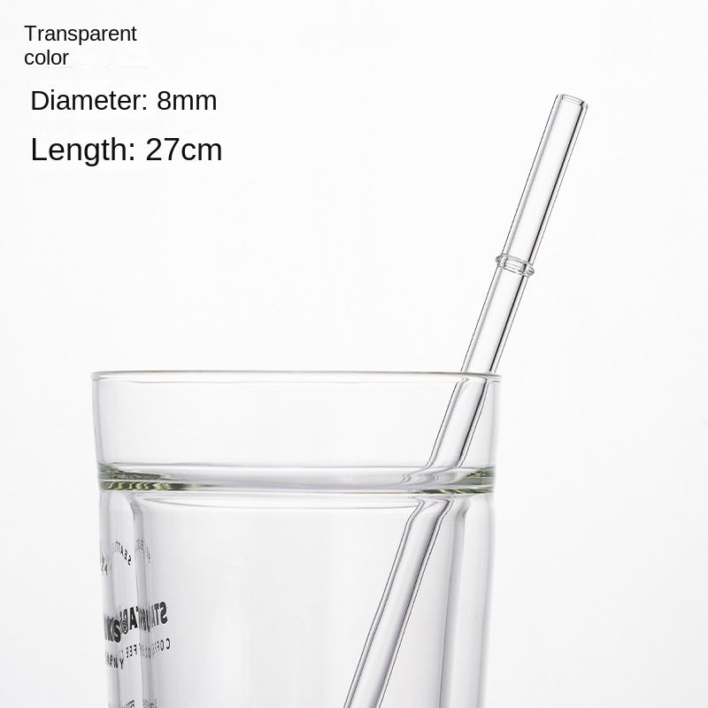 Eco-Friendly High Borosilicate Glass Straw Durable Heat-Resistant Starbucks Kids Straw 27cm Customized