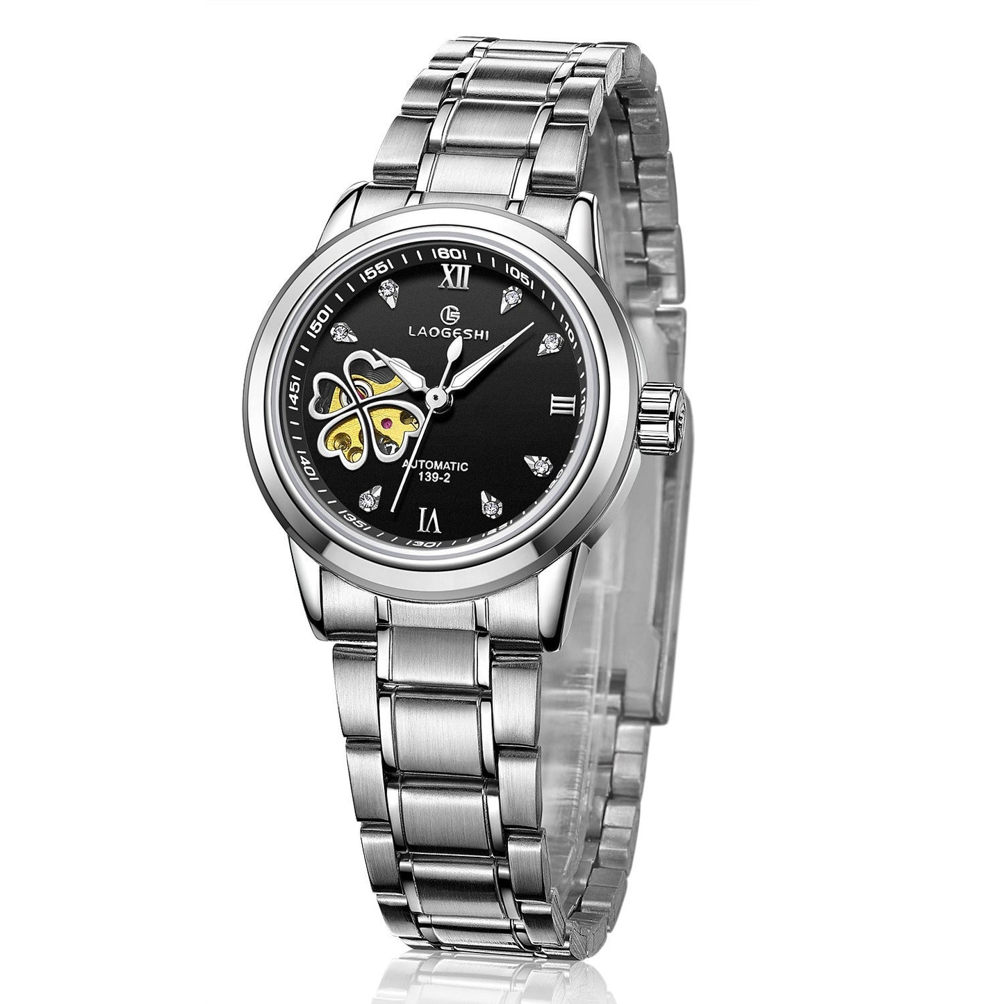 LAOGESH Women's Fully Automatic Mechanical Watch Fashion Hot Selling Night Glow Genuine Leather Steel Band Couple Watch