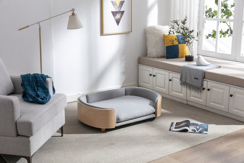 Scandinavian Style Elevated Dog Bed Pet Sofa with Solid Wood Legs and