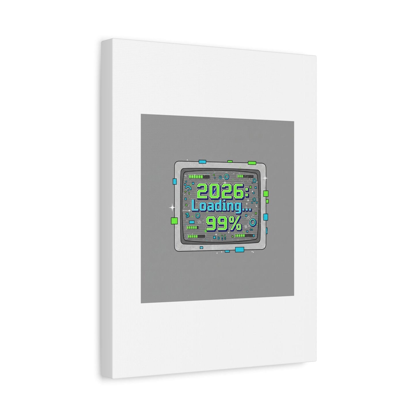 2026 Loading 99% Canvas | NYE countdown, retro system interface