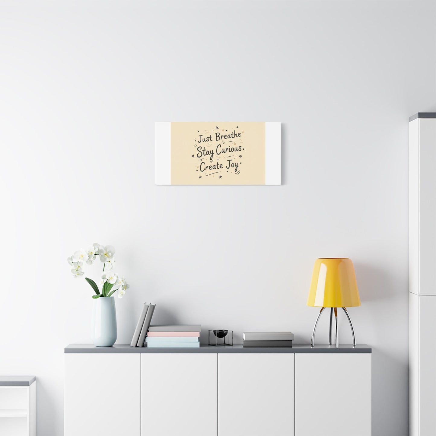 Just Breathe Stay Curious Create Joy Canvas | Messy Handwritten Typography, Doodle Text Art