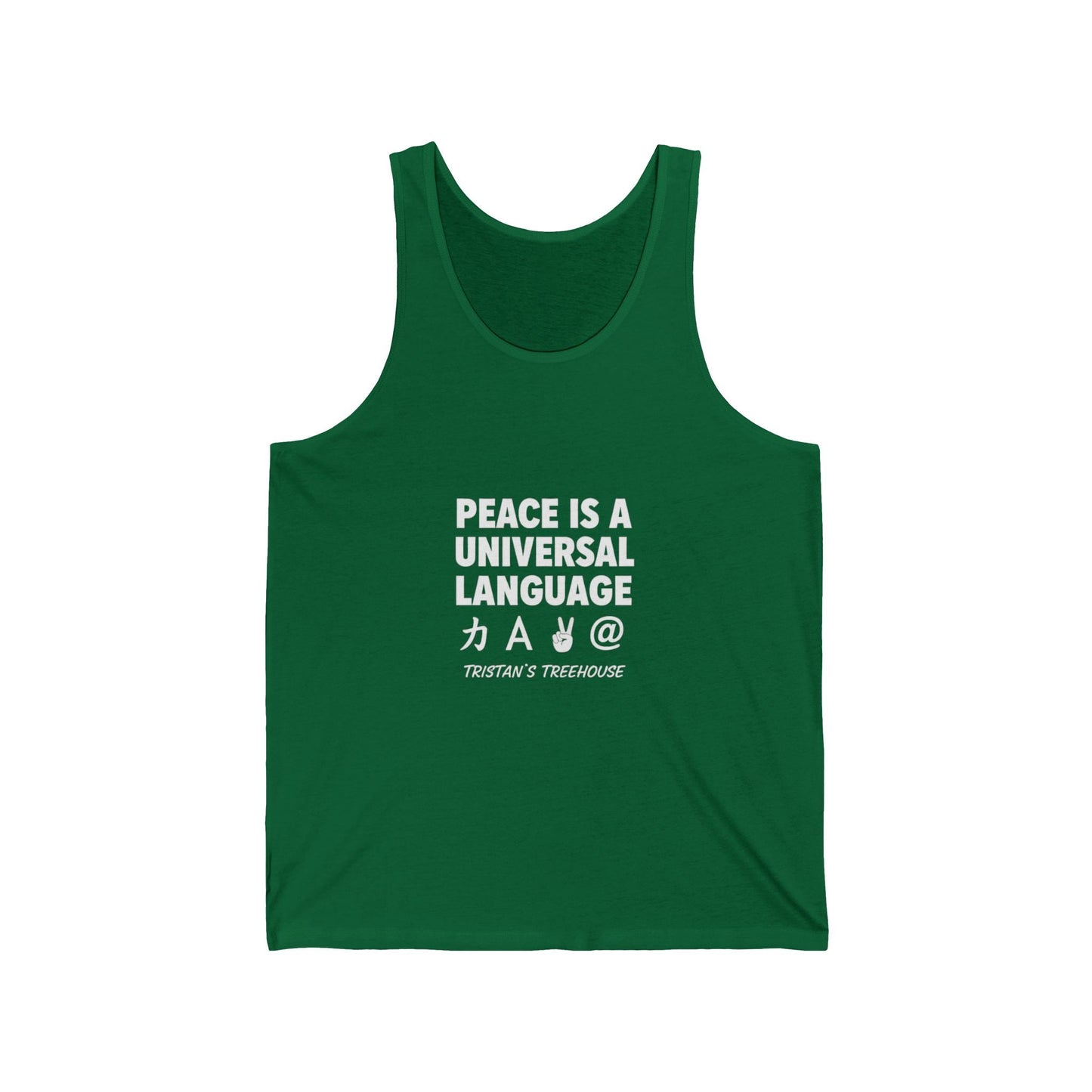 Peace Is a Universal Language Tank Top – Graphic Message Muscle Tee