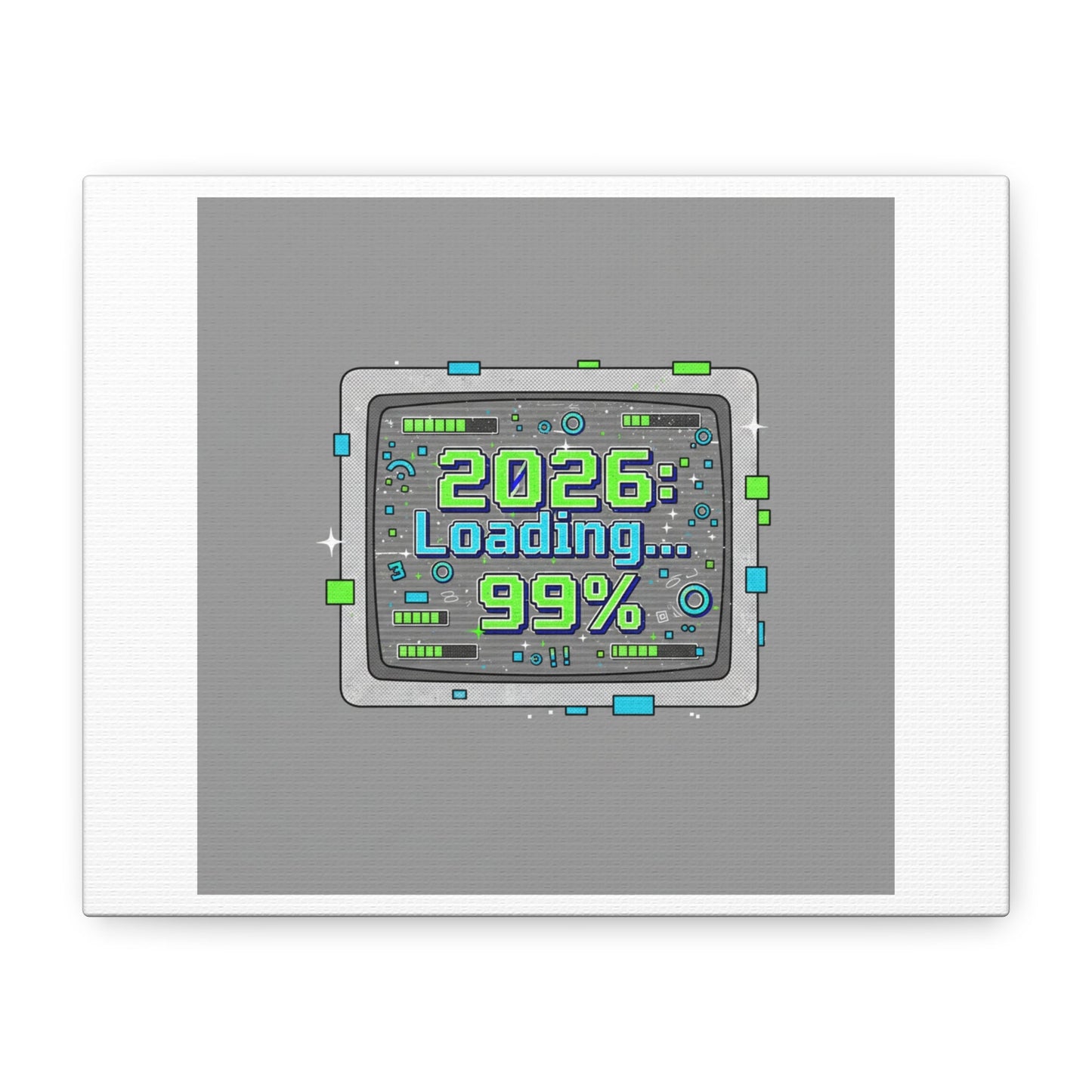 2026 Loading 99% Canvas | NYE countdown, retro system interface