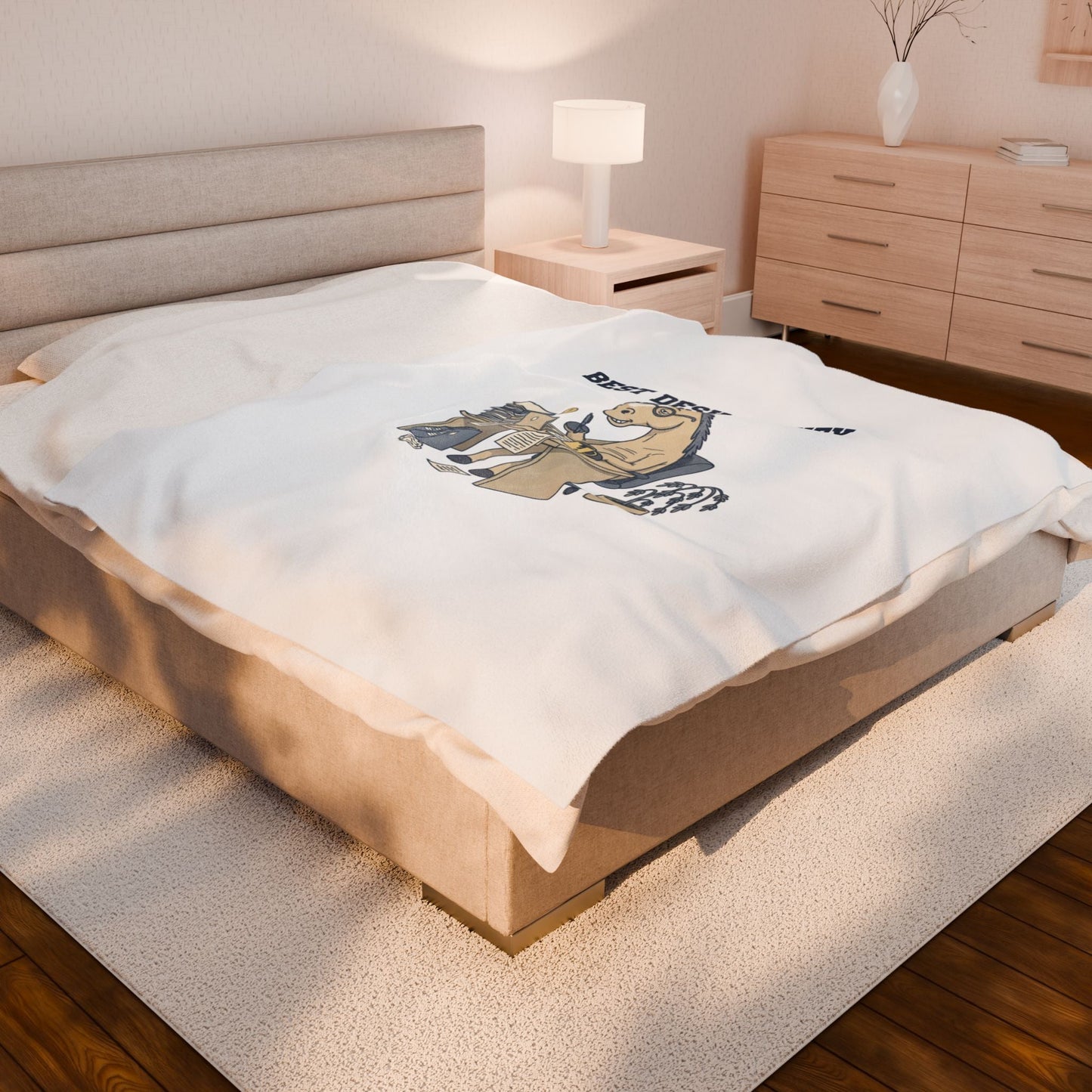 Best Desk Jockey Velveteen Blanket | Workhorse Office Humor, Collegiate Sketch