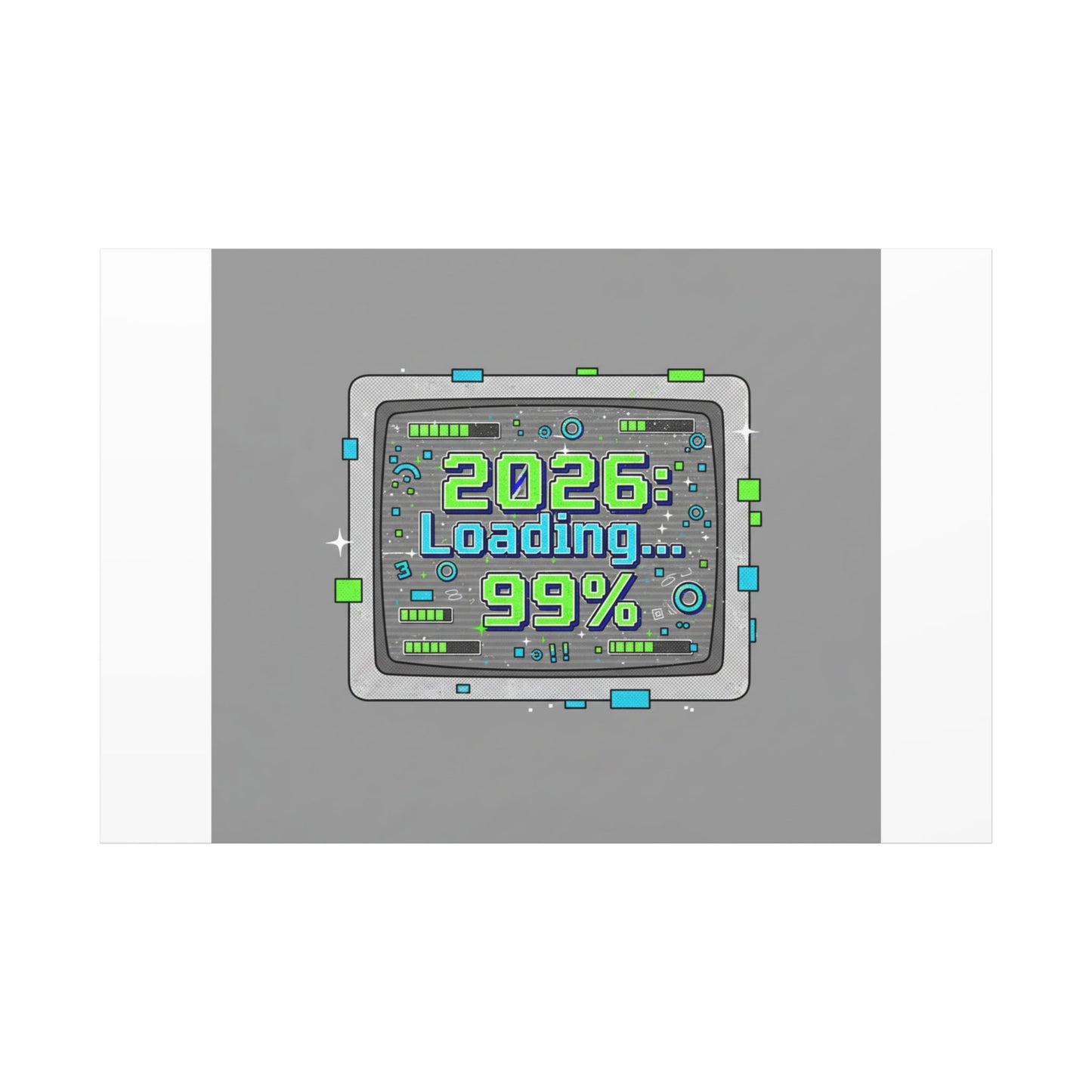 2026 Loading 99% Canvas | NYE countdown, retro system interface