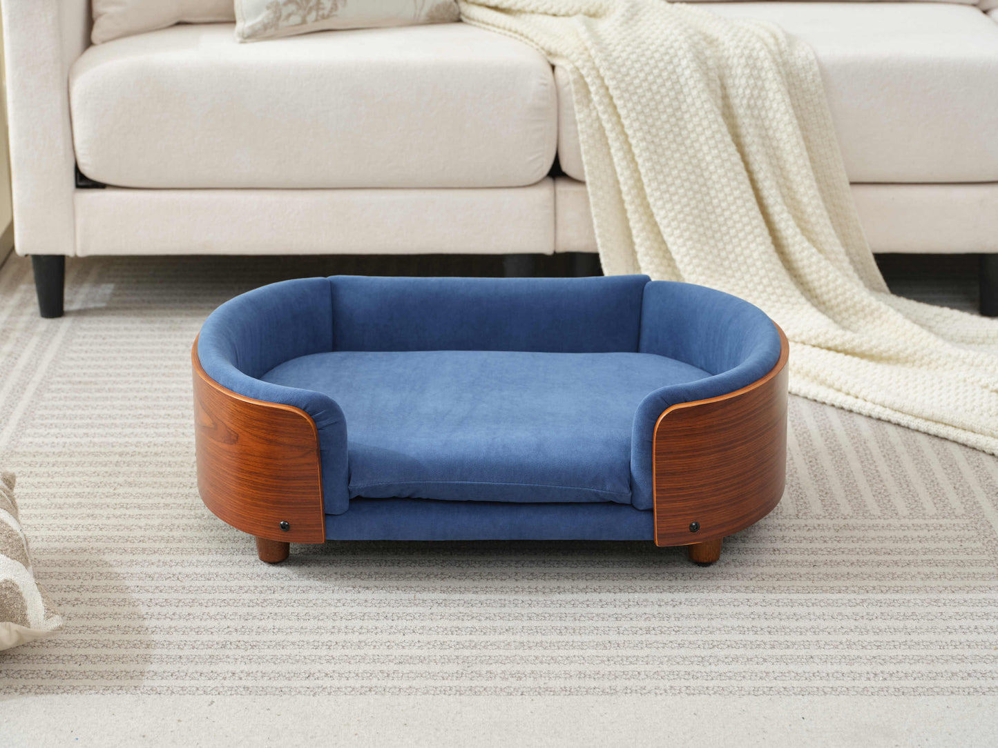 Scandinavian Style Elevated Dog Bed Pet Sofa with Solid Wood Legs and
