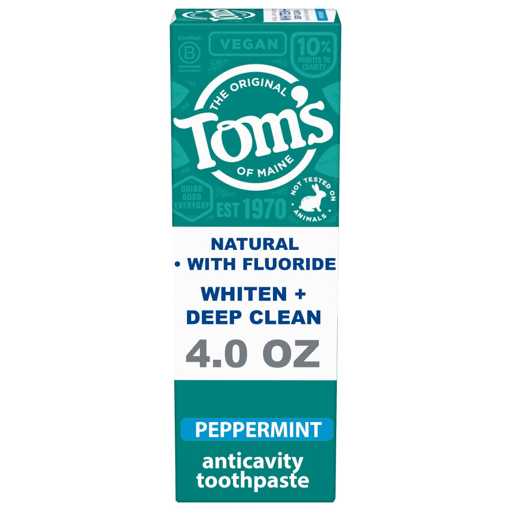 Tom's of Maine Whiten+Deep Clean Whitening Toothpaste With Fluoride Peppermint 4 Oz