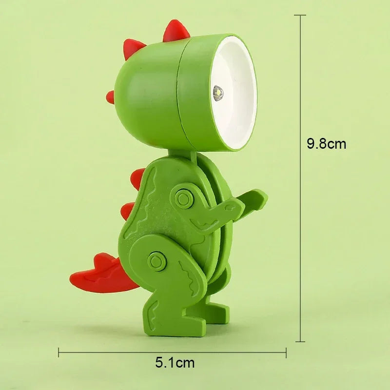Mini Dinosaur Night Light Battery Magnetic Folding Nights Lamp Bedroom Bedside Table Ornaments Children's Toys LED Night Lights
