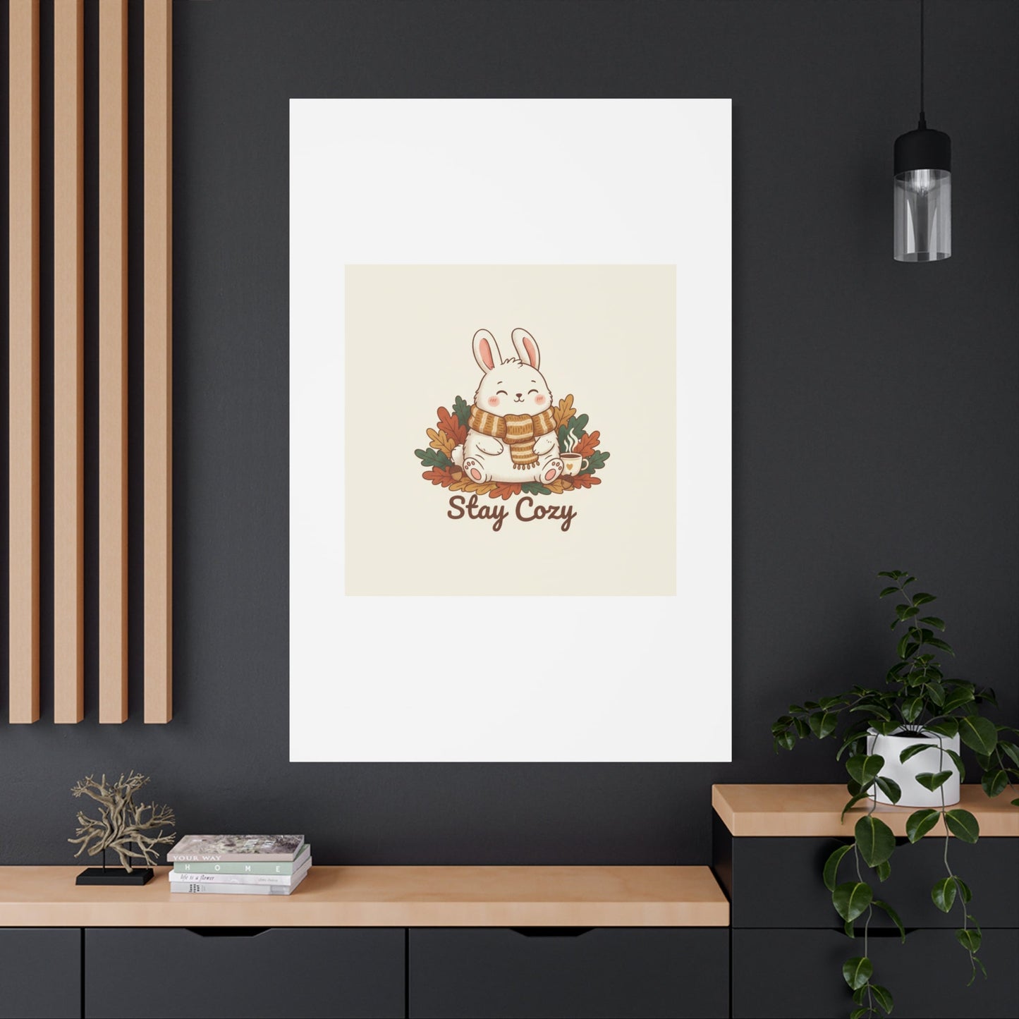 Cozy Bunny Illustration Canvas | Cute Critter Winter Forest Art