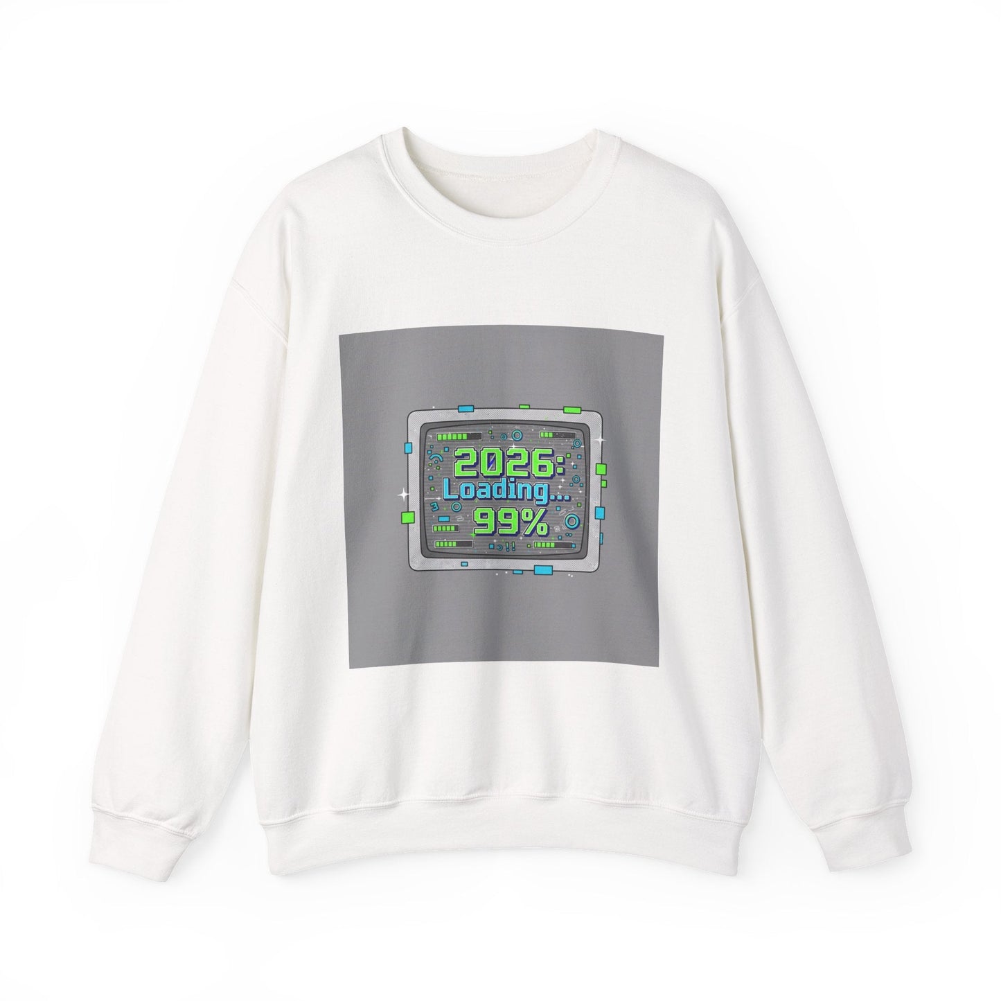 2026 Loading 99% Crewneck Sweatshirt | NYE countdown, retro system UI