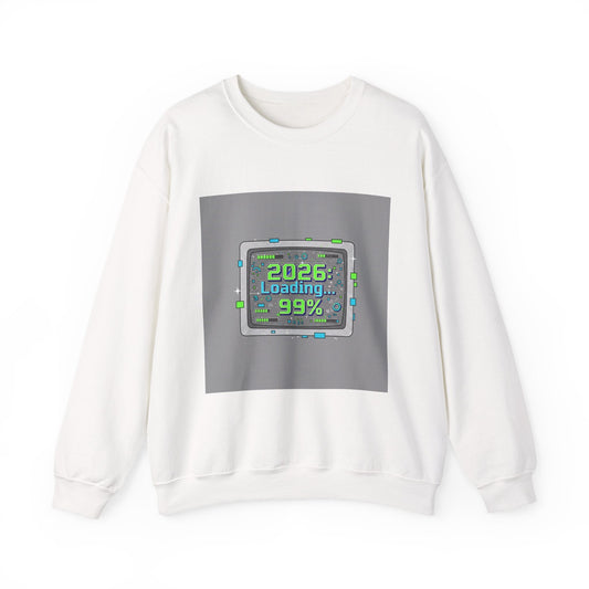 2026 Loading 99% Crewneck Sweatshirt | NYE countdown, retro system UI