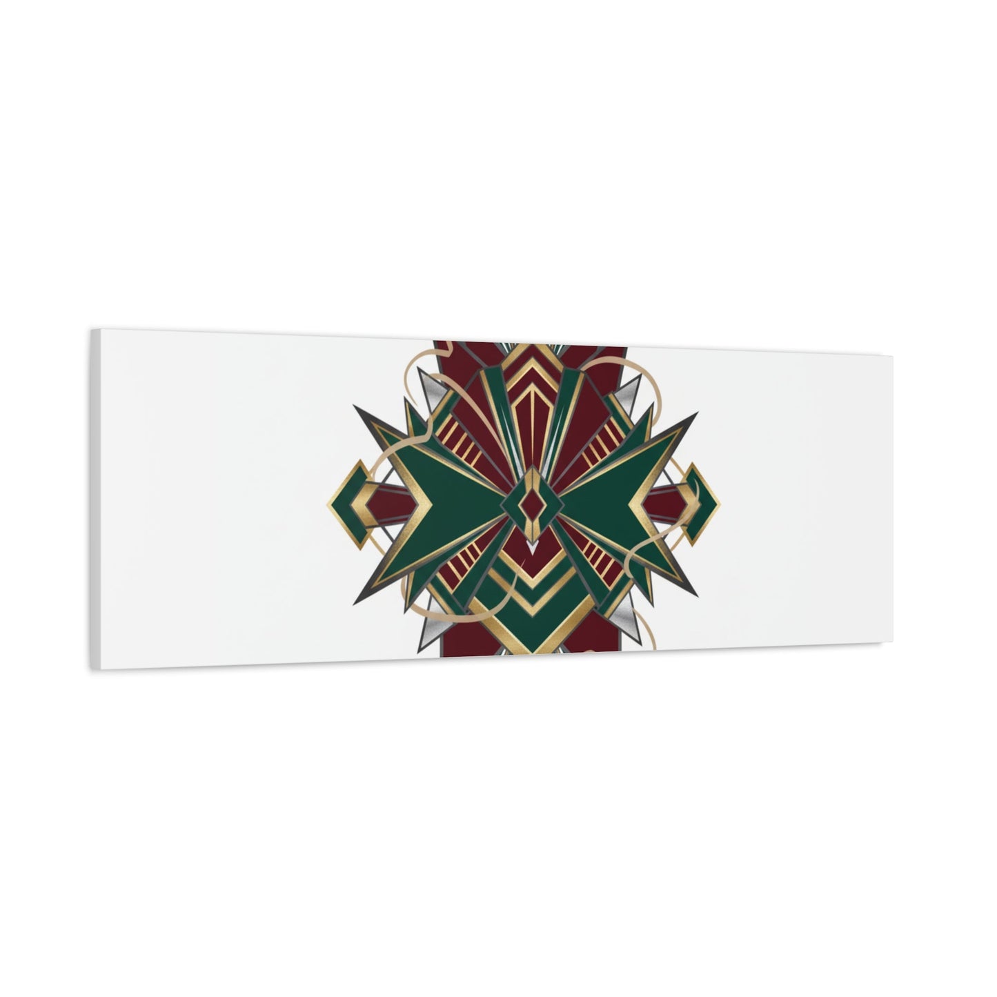 Art Deco geometric brass print Canvas | Neo-Deco chrome & gold fan motif