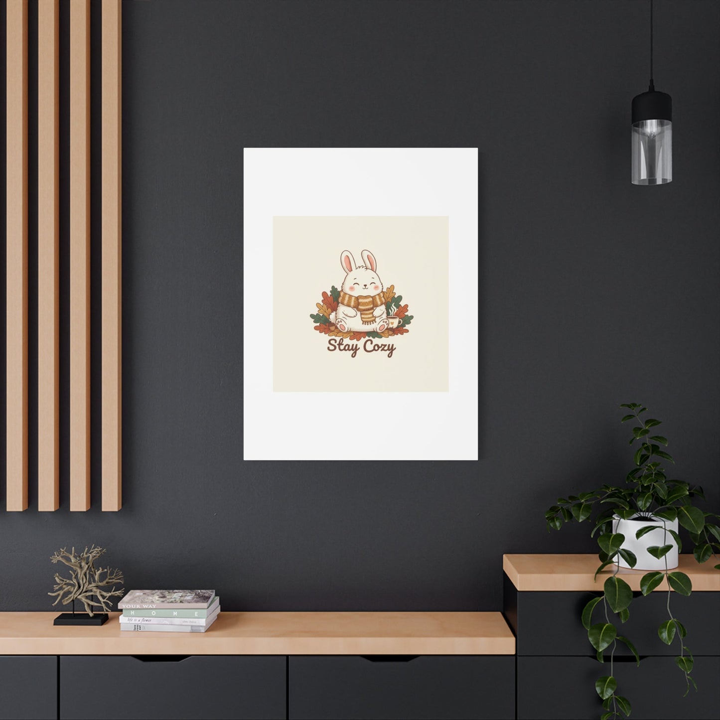 Cozy Bunny Illustration Canvas | Cute Critter Winter Forest Art