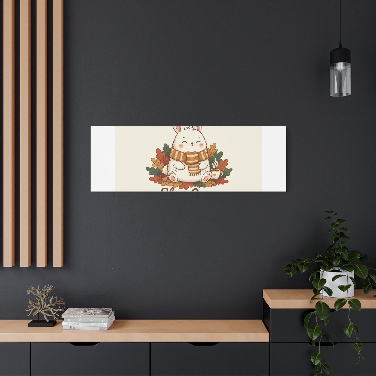 Cozy Bunny Illustration Canvas | Cute Critter Winter Forest Art
