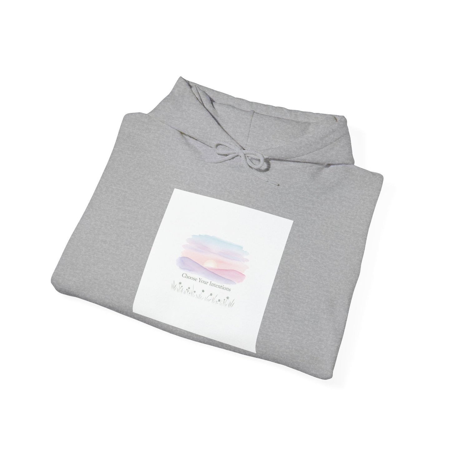 gentle intentions hoodie | soft wellness, mindful resolution art