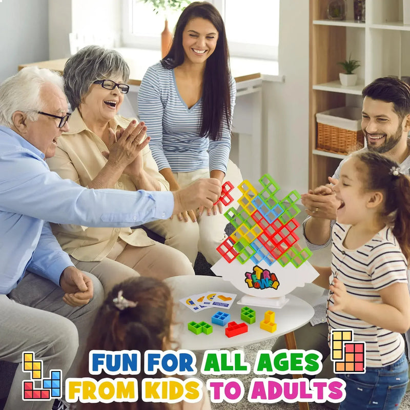 Tetra Tower Fun Balance Stacking Building Blocks Board Game for Kids Adults Friends Team Dorm Family Game Night and Partie