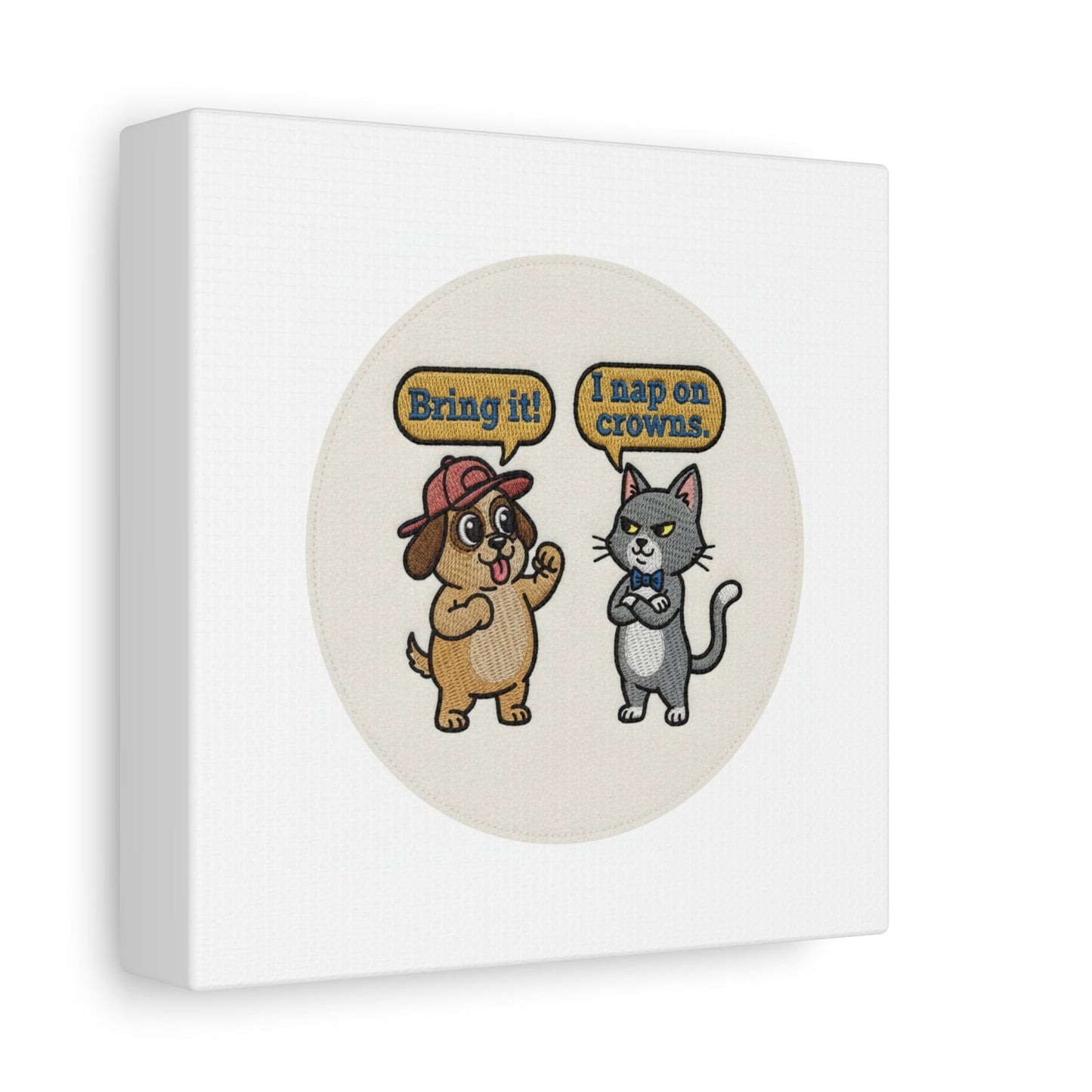 Funny Cat vs Dog Canvas | Pet Rivalry Wall Art
