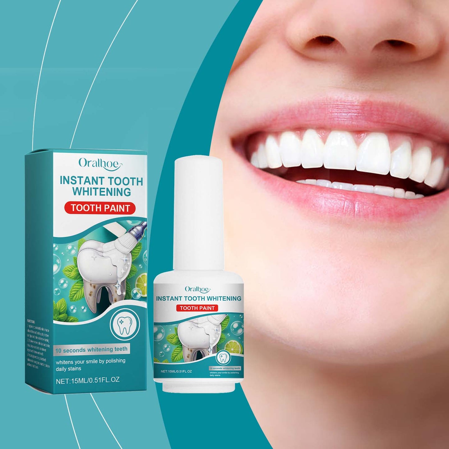 Instant Tooth Whitening Tooth Paint, Clean Tartar Very Well Tooth Dirt Yellow Teeth Care Dental Hygiene Mild Persistent And Pure And Fresh