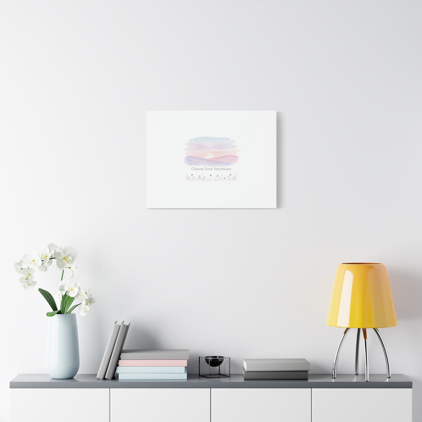 Choose Your Intentions Canvas, soft wellness poster, pastel gradient mindfulness art