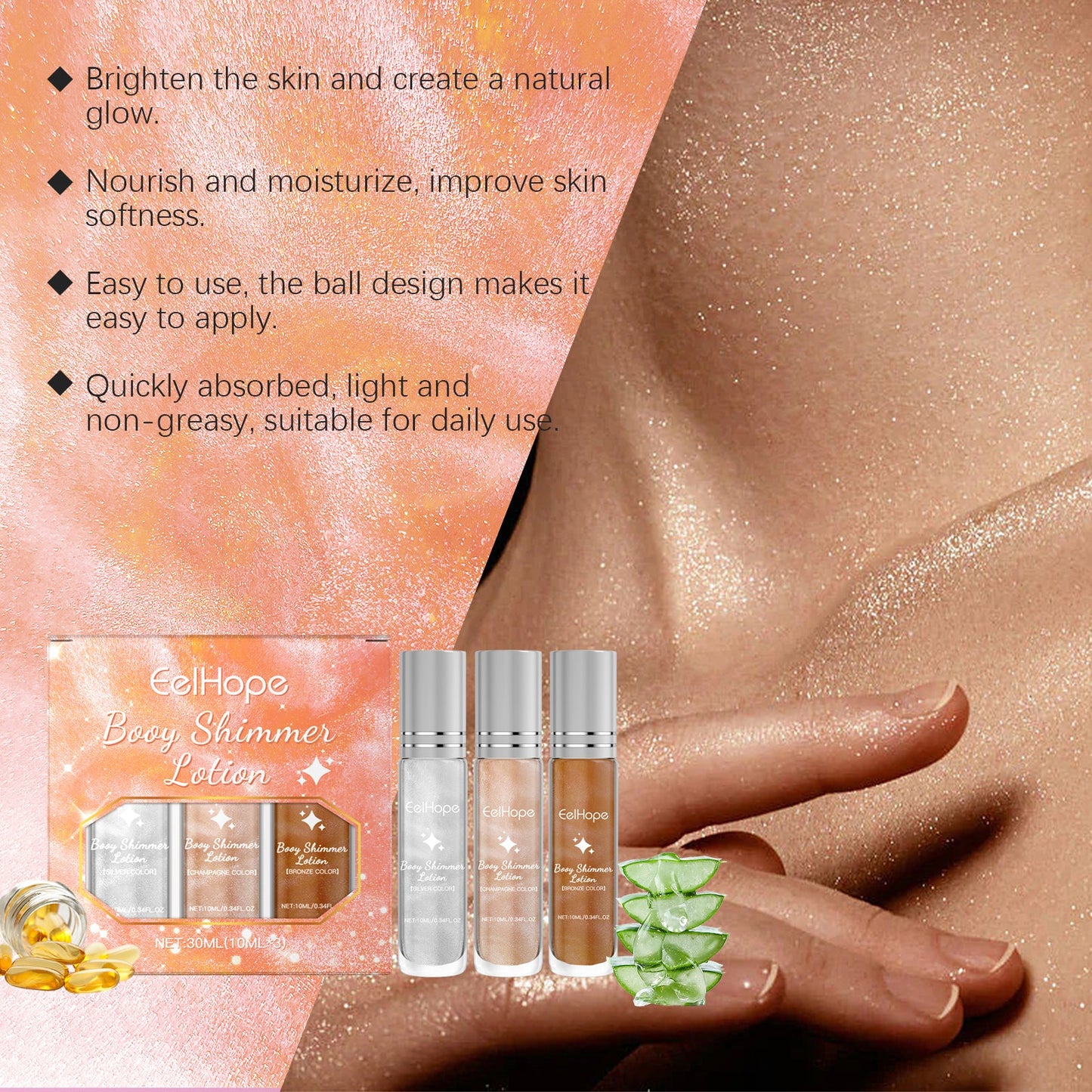 Face Highlight Oil Stick Set Party Ball Show Makeup Ball Liquid Fluorescent Highlight Oil