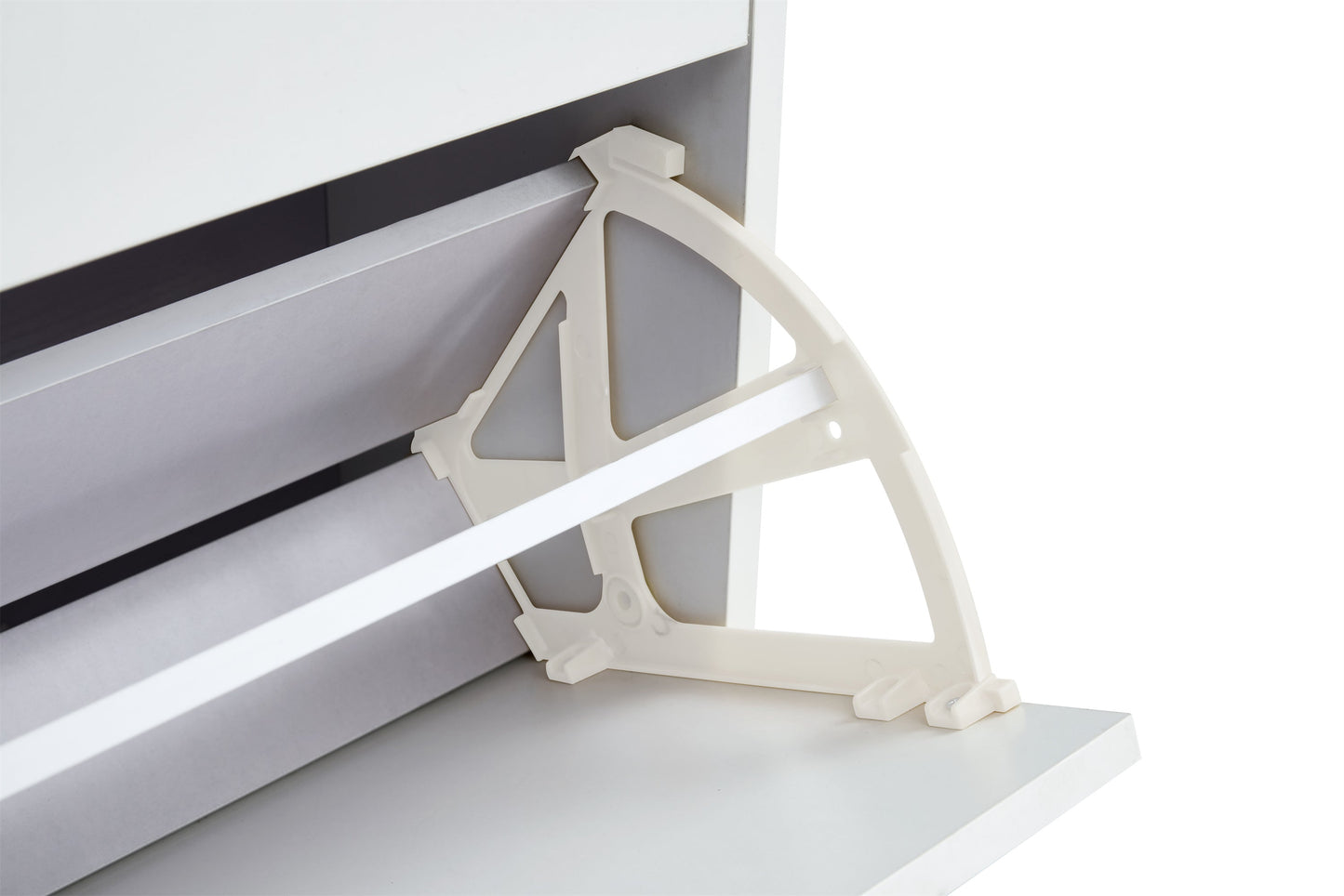 Shoe Cabinet , Shoe storage shelves, metal leg, White