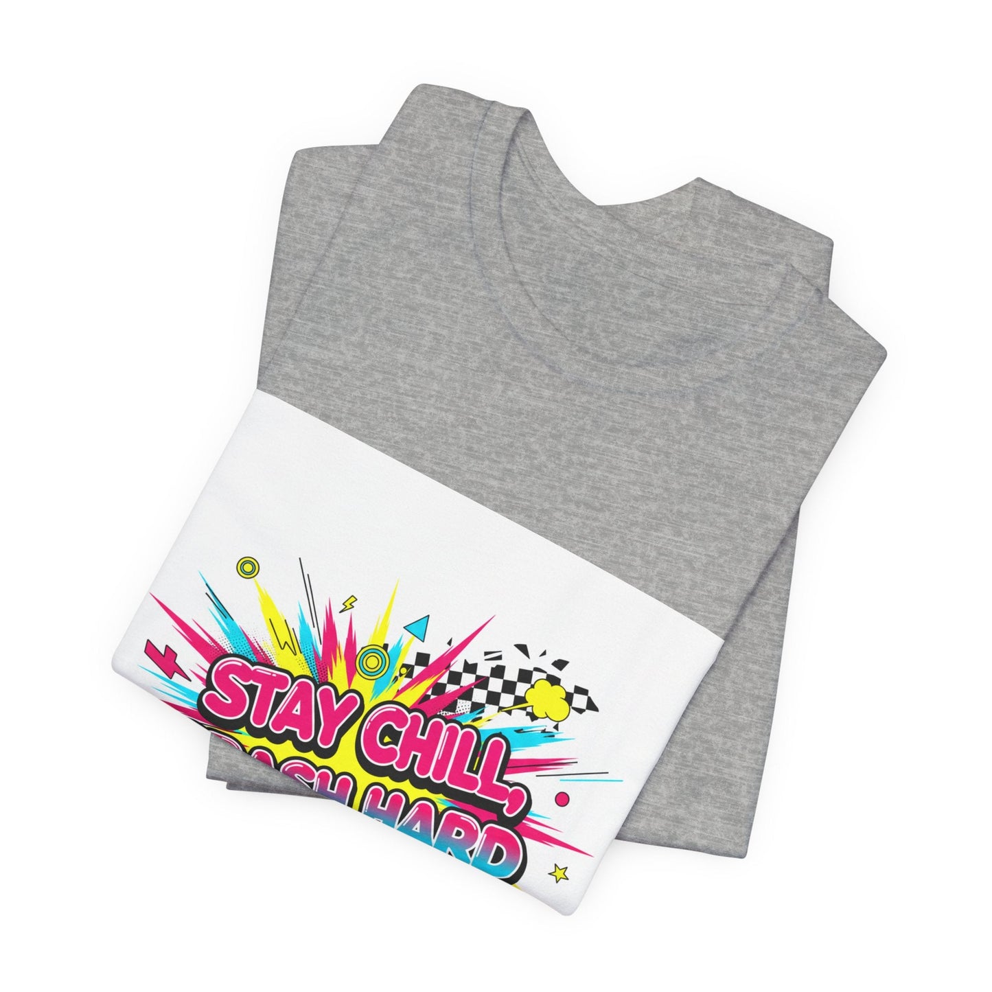 Stay Chill Crash Hard Tee | meltdown shirt, neon skate graffiti