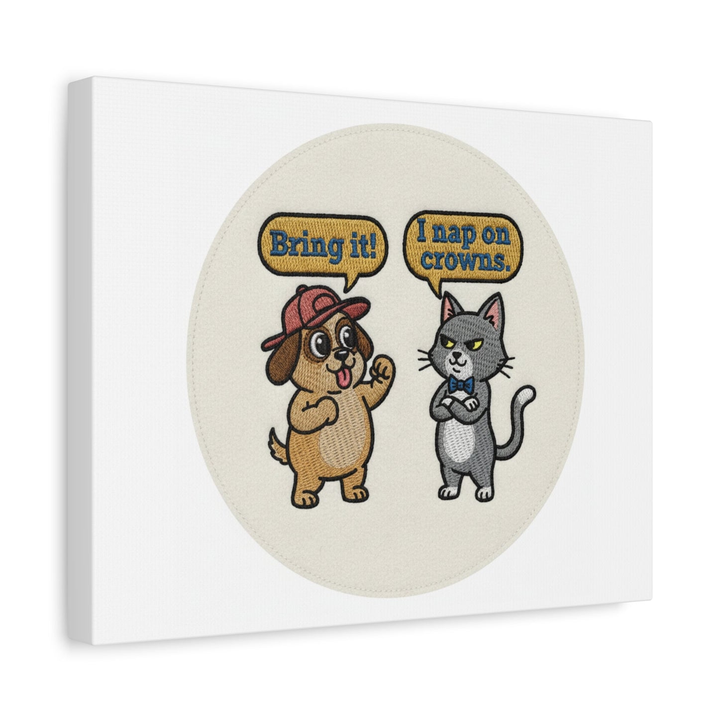 Funny Cat vs Dog Canvas | Pet Rivalry Wall Art