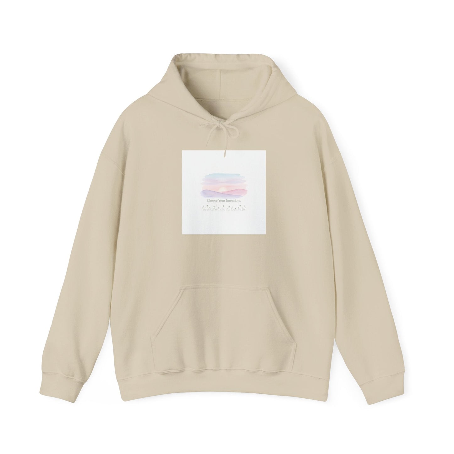 gentle intentions hoodie | soft wellness, mindful resolution art
